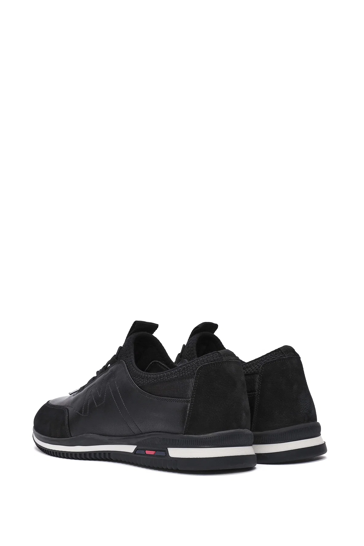 Erkek Siyah Bağcıklı Deri Casual Sneaker - Image 5