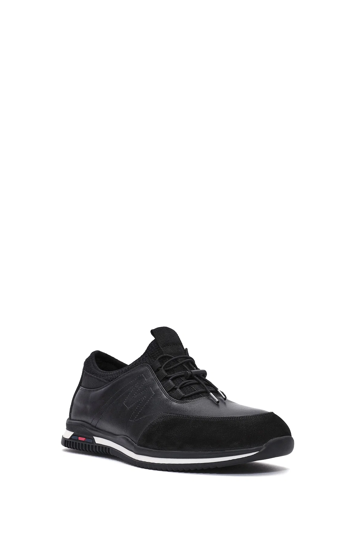 Erkek Siyah Bağcıklı Deri Casual Sneaker - Image 6