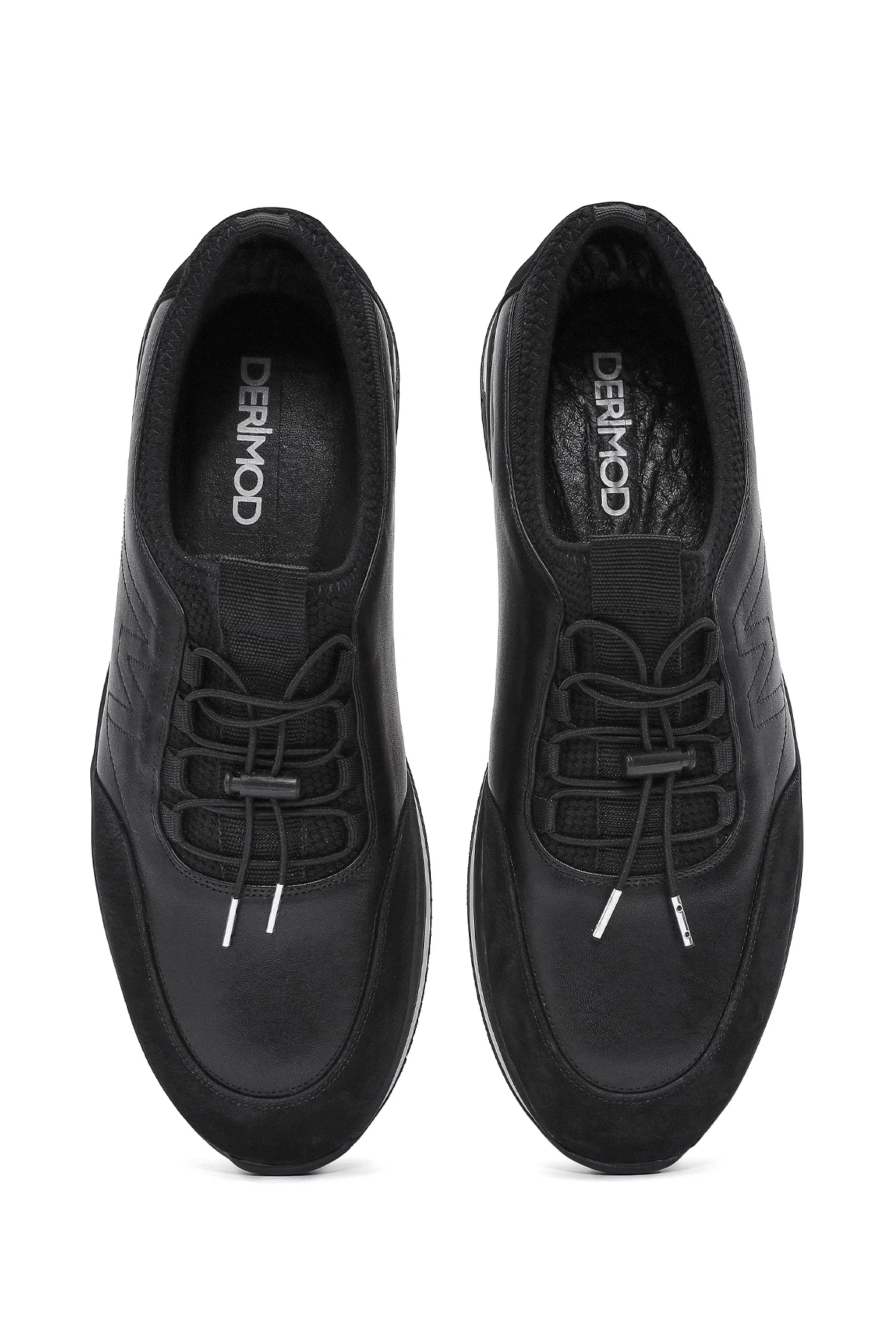 Erkek Siyah Bağcıklı Deri Casual Sneaker - Image 7