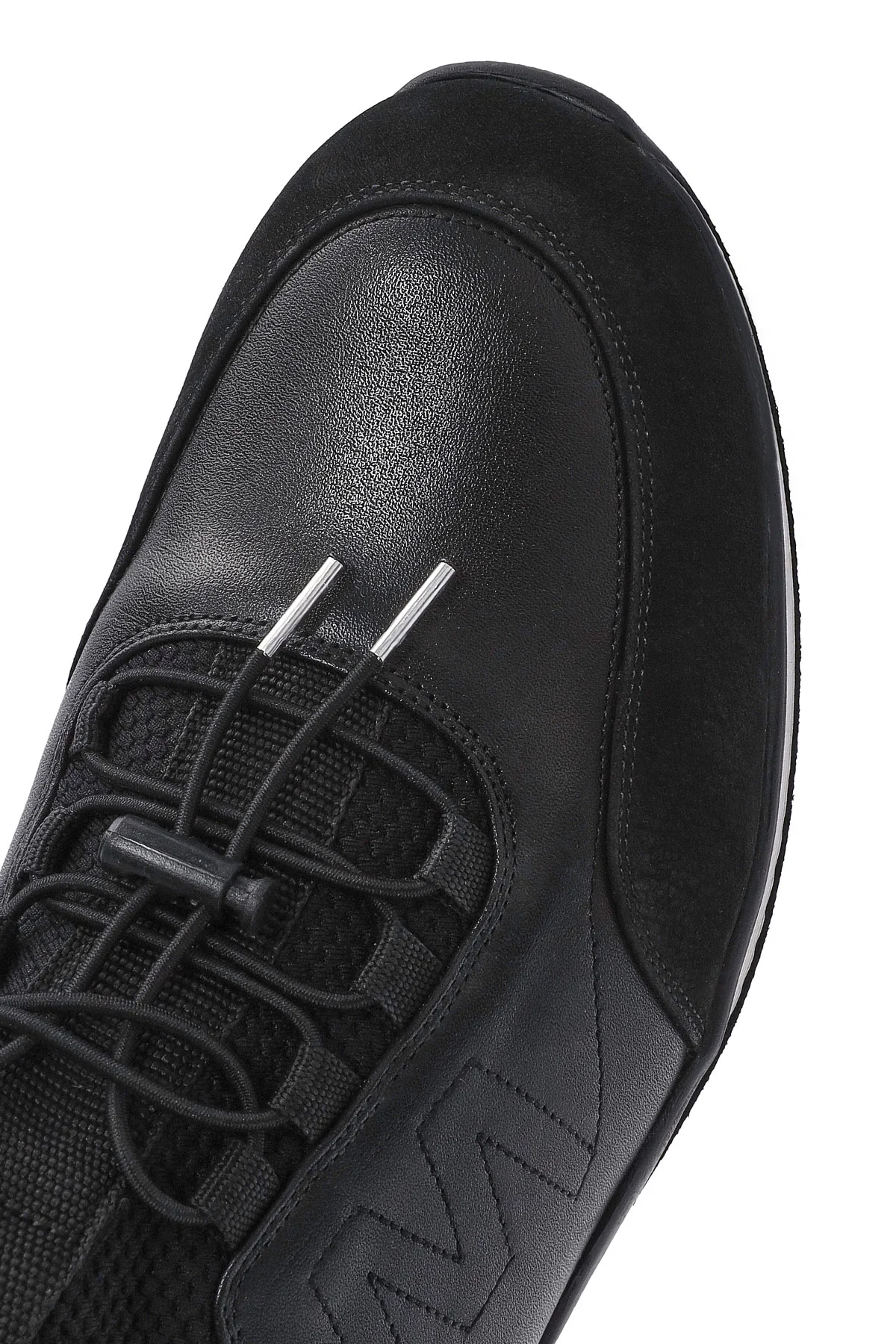 Erkek Siyah Bağcıklı Deri Casual Sneaker - Image 8