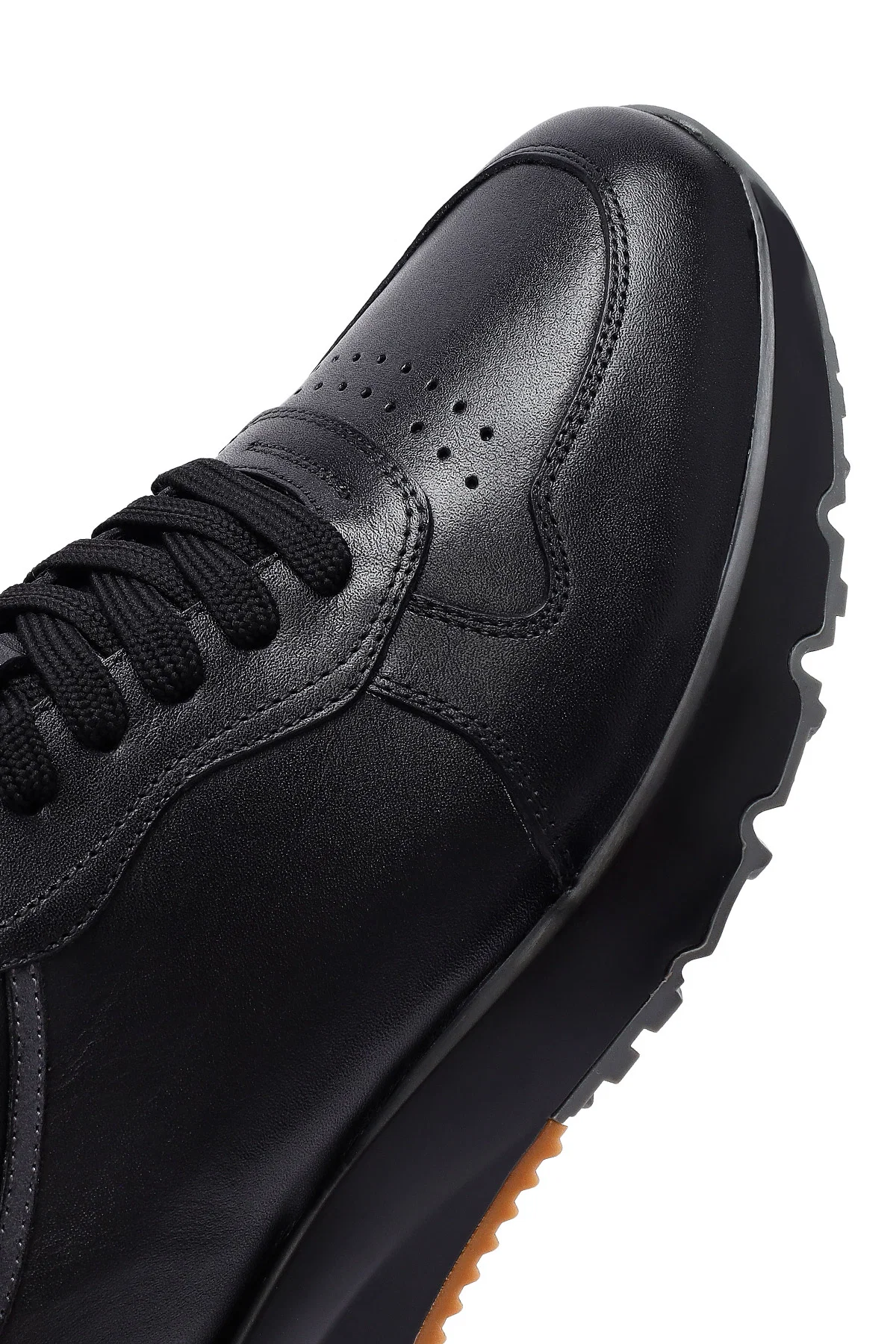 Erkek Siyah Bağcıklı Deri Casual Sneaker - Image 10