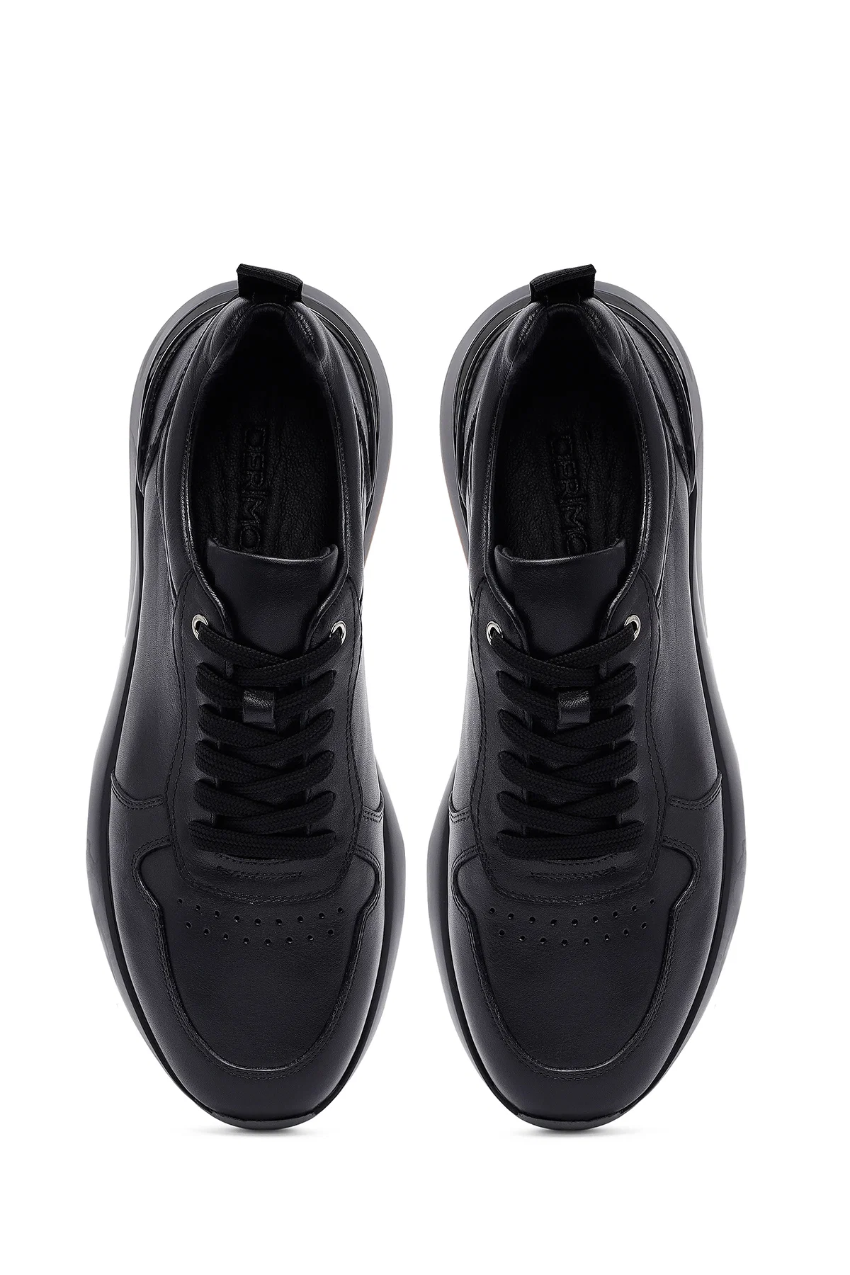 Erkek Siyah Bağcıklı Deri Casual Sneaker - Image 7
