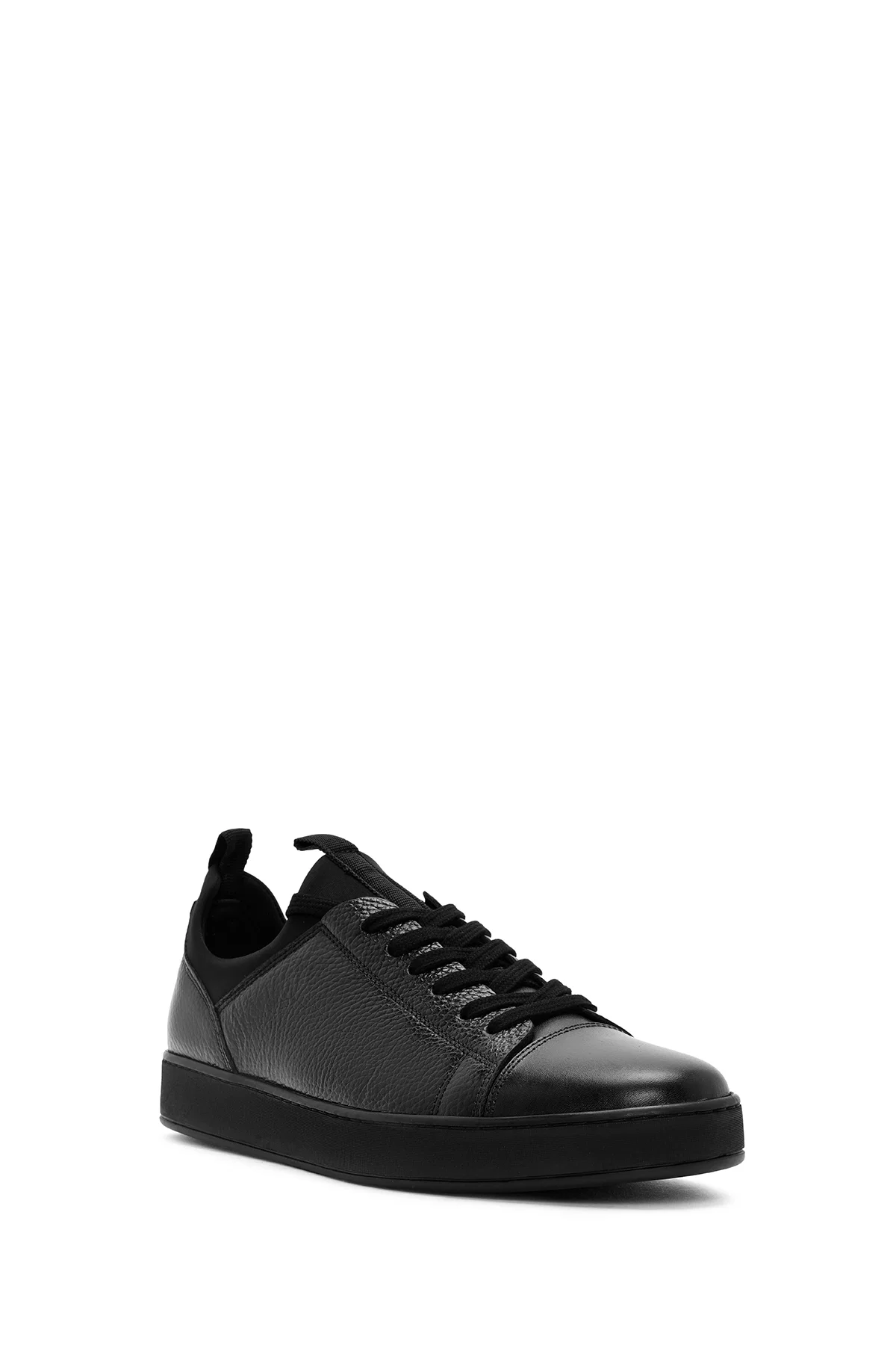 Erkek Siyah Bağcıklı Deri Casual Sneaker - Image 6