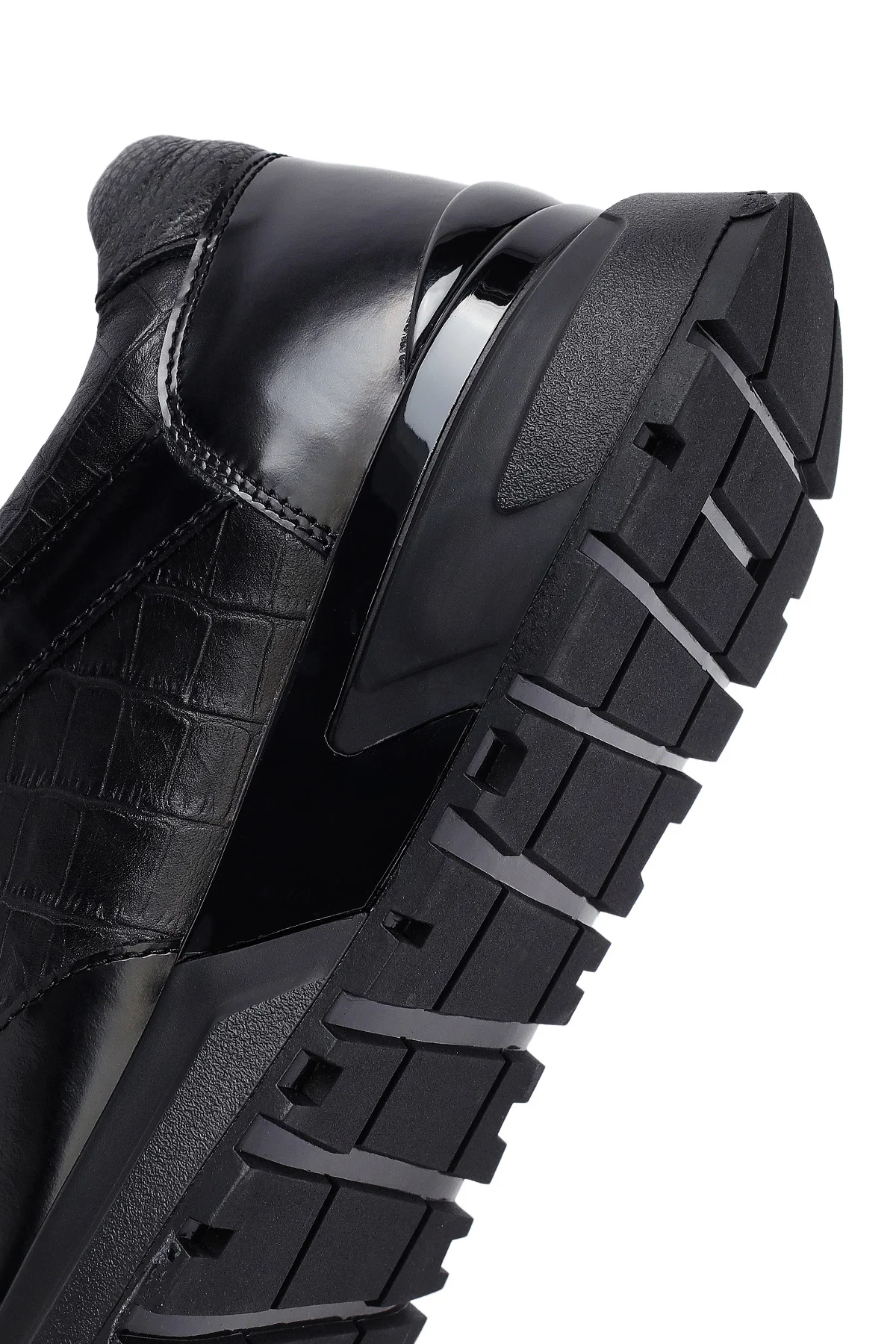 Erkek Siyah Bağcıklı Deri Casual Sneaker - Image 8