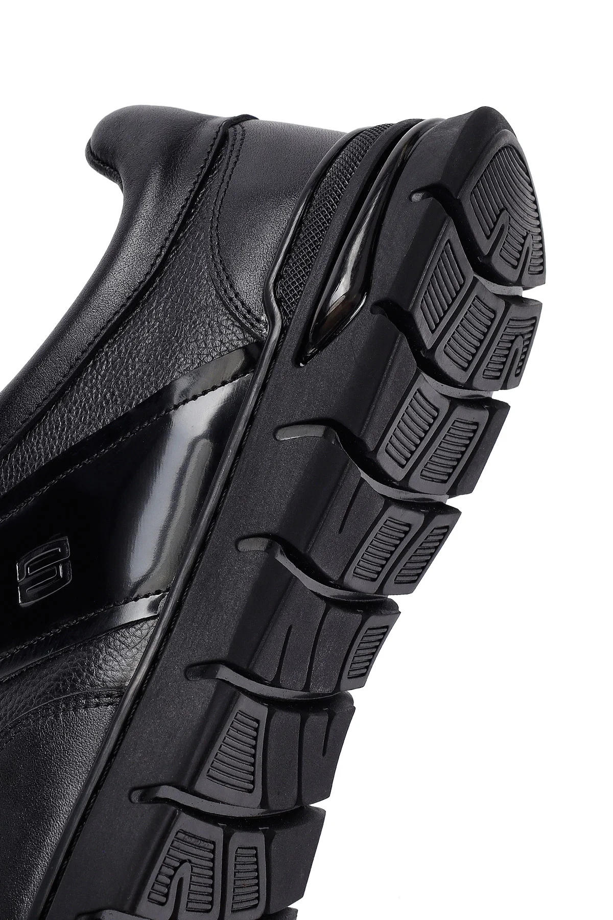 Erkek Siyah Bağcıklı Deri Casual Sneaker - Image 8