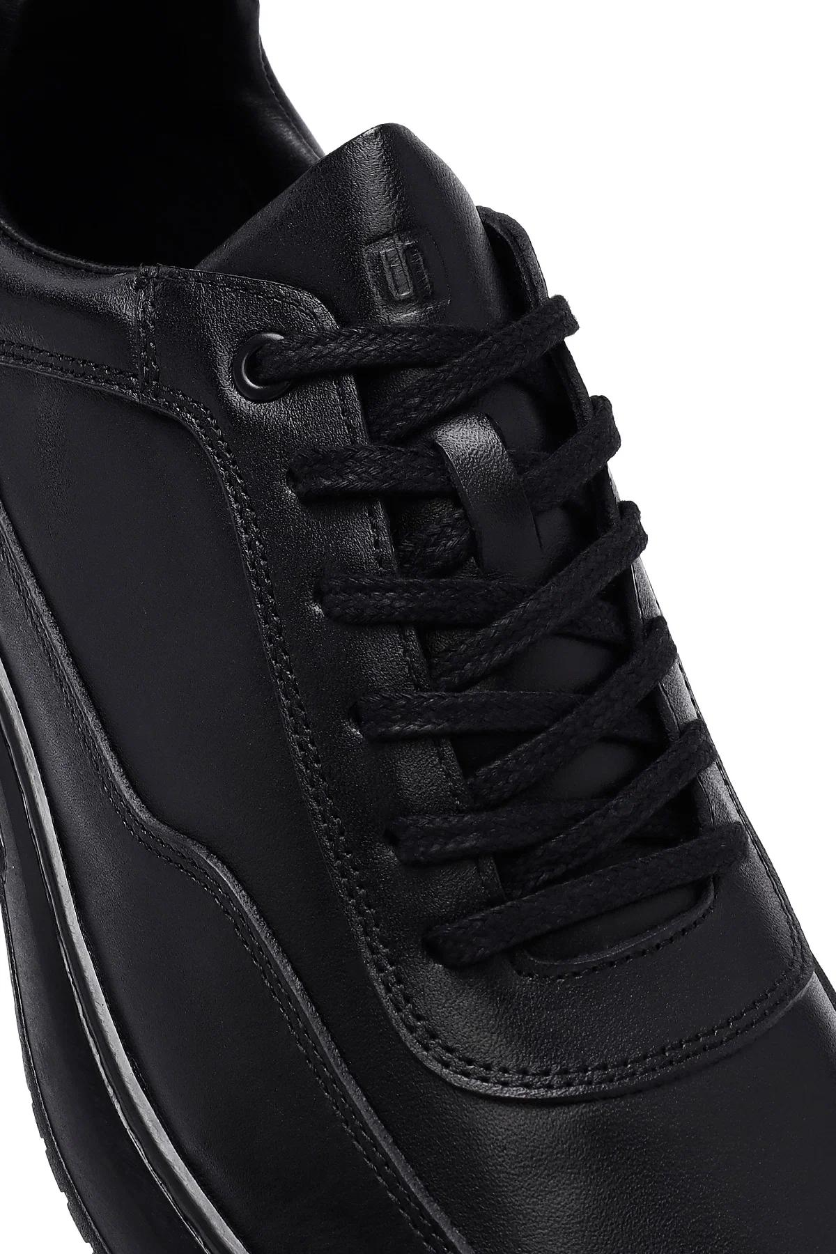 Erkek Siyah Bağcıklı Deri Casual Sneaker - Image 9
