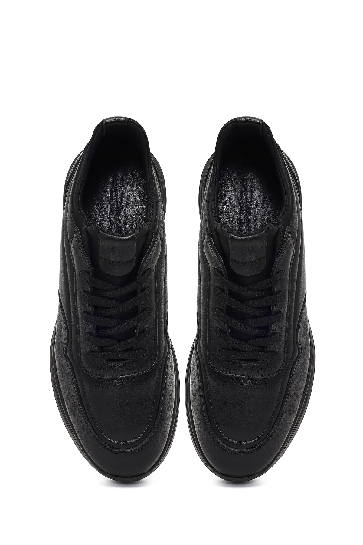 Erkek Siyah Bağcıklı Kalın Tabanlı Deri Casual Sneaker - Image 7