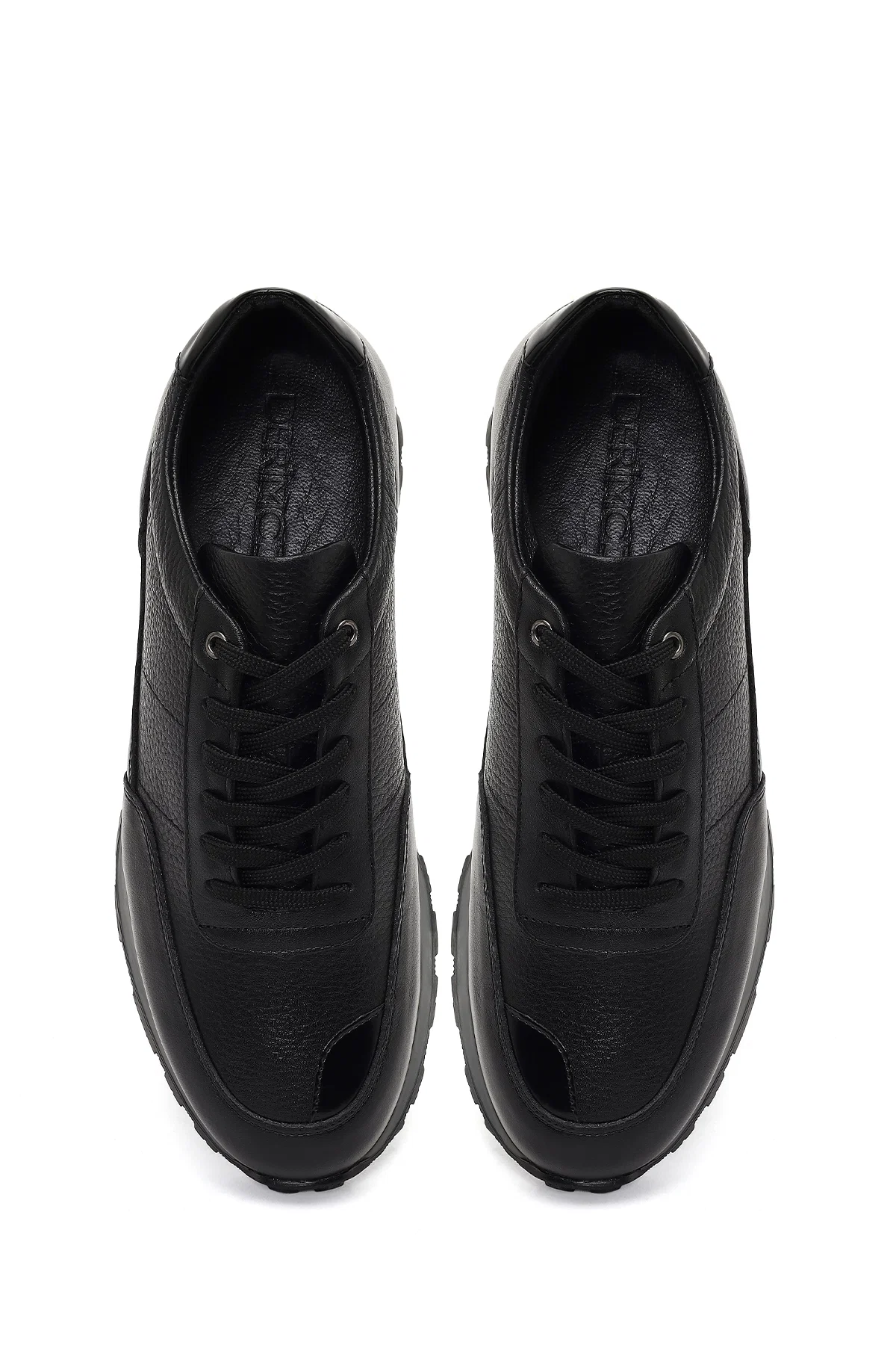 Erkek Siyah Bağcıklı Deri Casual Sneaker - Image 7