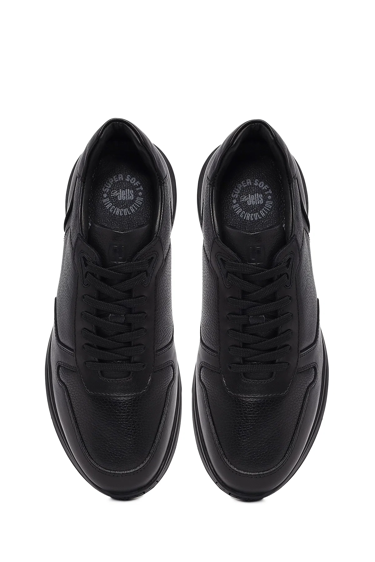 Erkek Siyah Bağcıklı Deri Casual Sneaker - Image 7