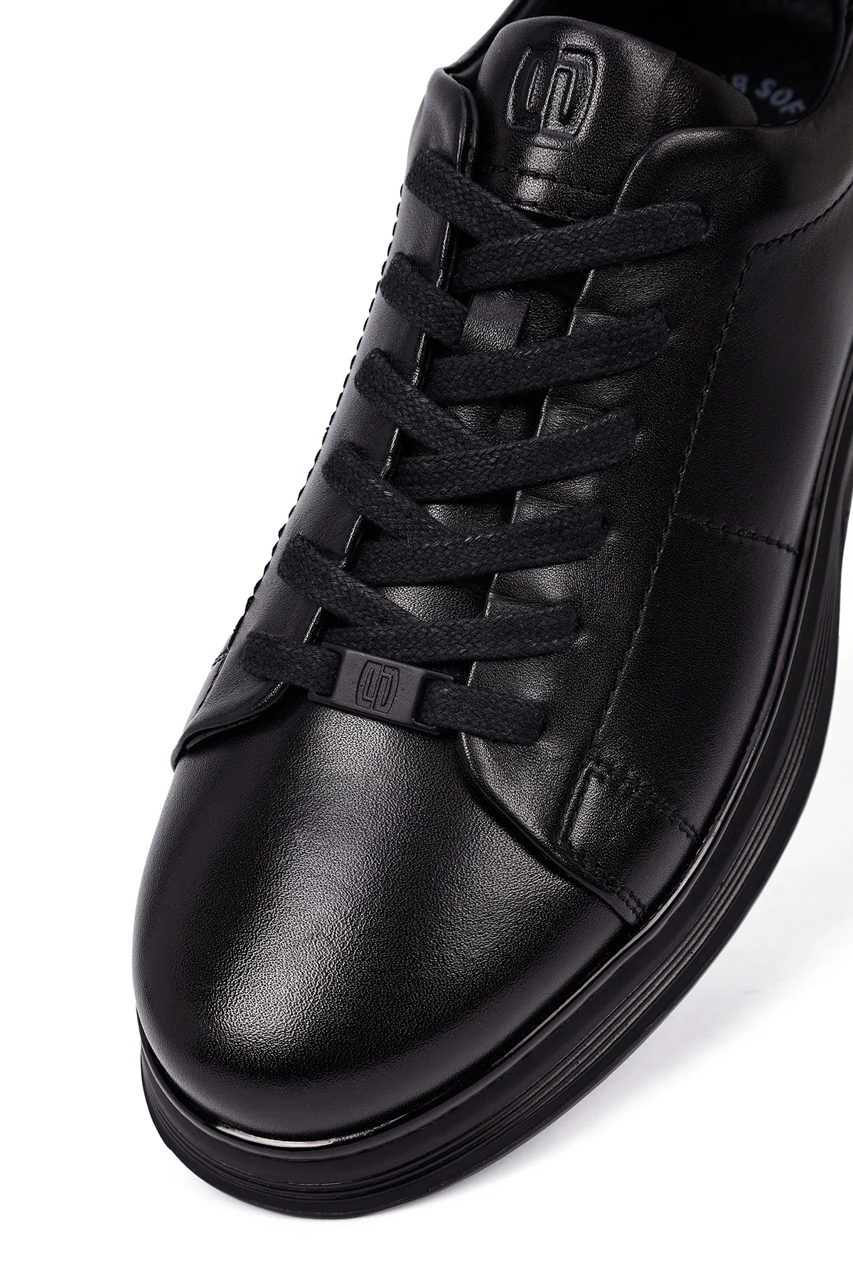 Erkek Siyah Bağcıklı Deri Casual Sneaker - Image 8