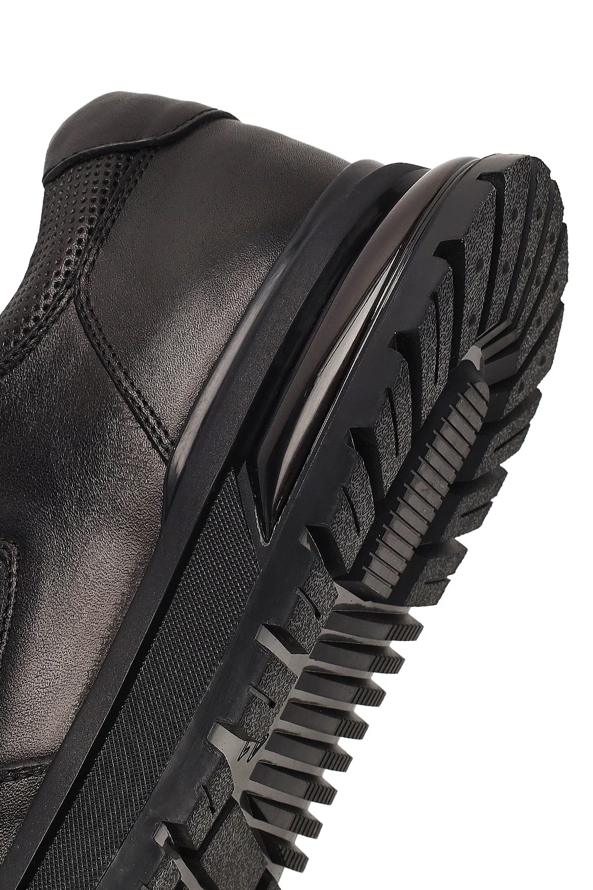 Erkek Siyah Bağcıklı Deri Casual Sneaker - Image 8