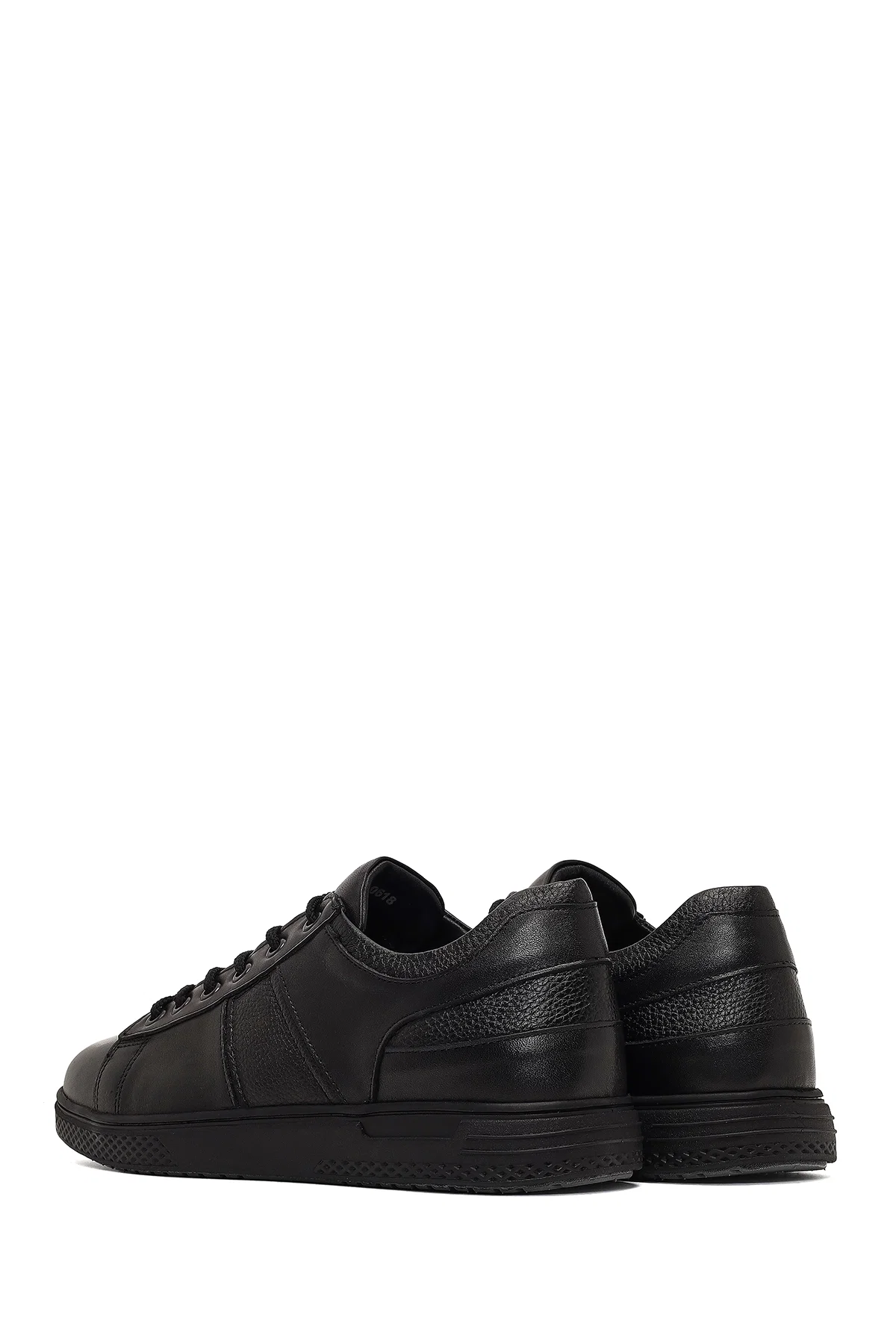 Erkek Siyah Bağcıklı Deri Casual Sneaker - Image 5
