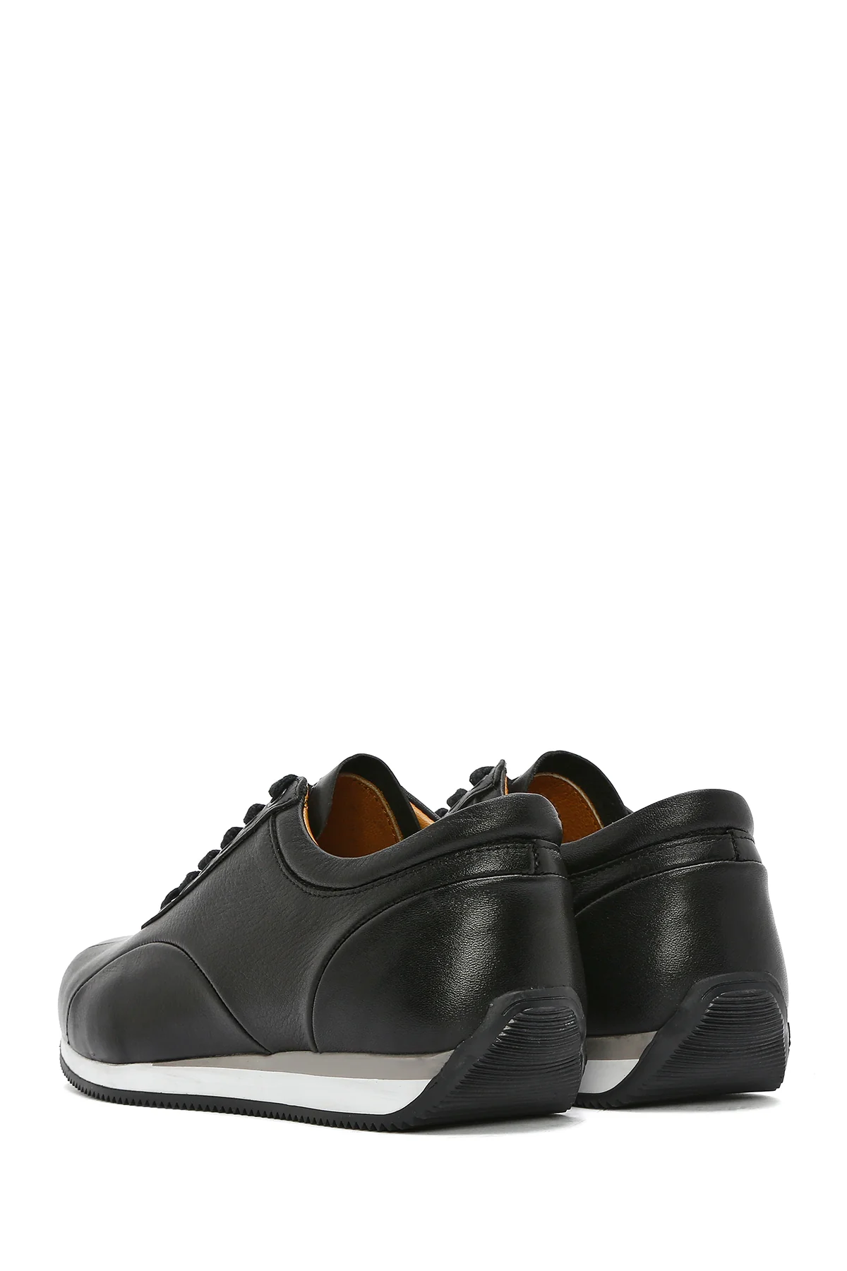 Erkek Siyah Bağcıklı Deri Casual Sneaker - Image 6