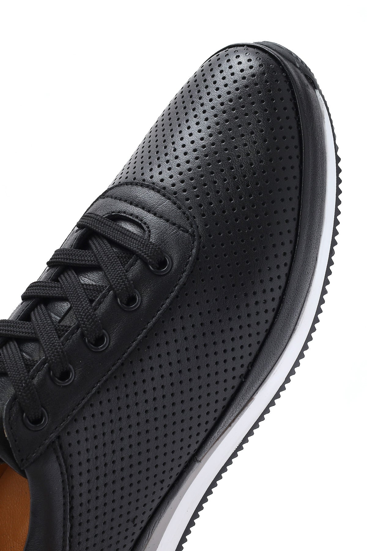 Erkek Siyah Bağcıklı Deri Casual Sneaker - Image 8
