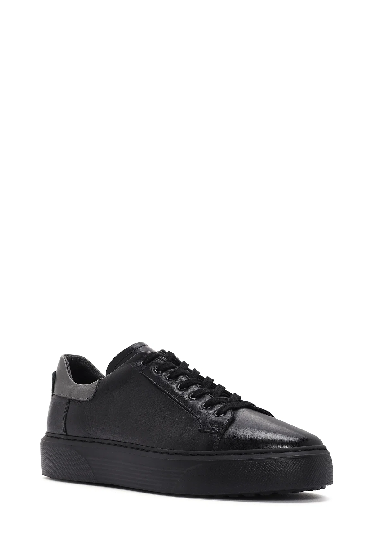 Erkek Siyah Bağcıklı Deri Sneaker - Image 6