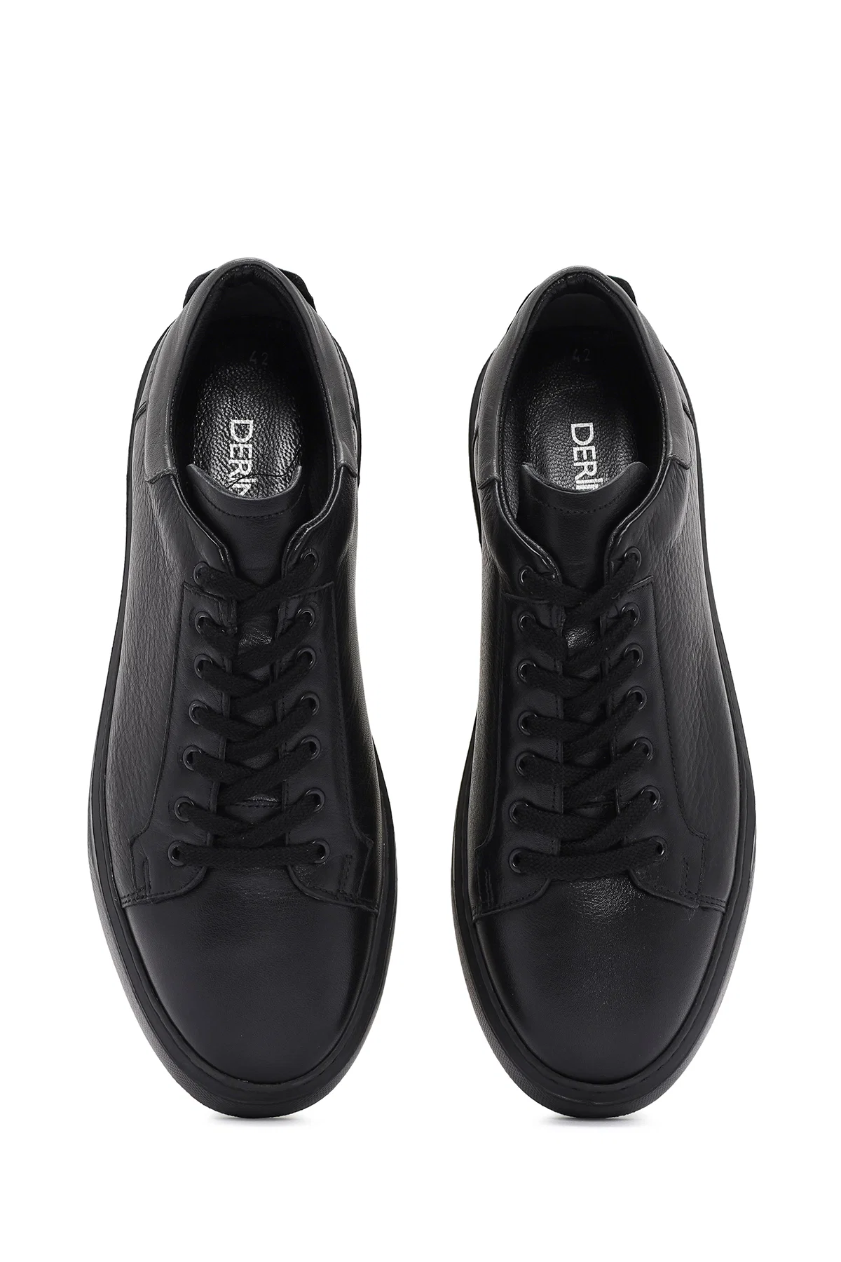 Erkek Siyah Bağcıklı Deri Sneaker - Image 7