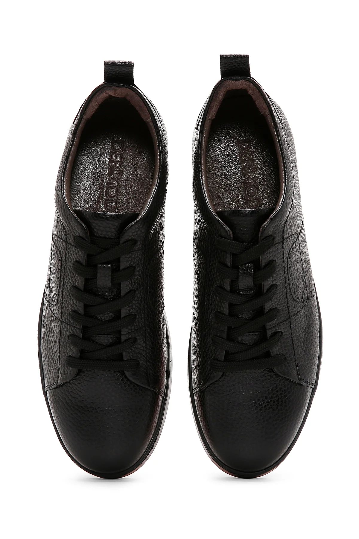 Erkek Siyah Bağcıklı Deri Sneaker - Image 6