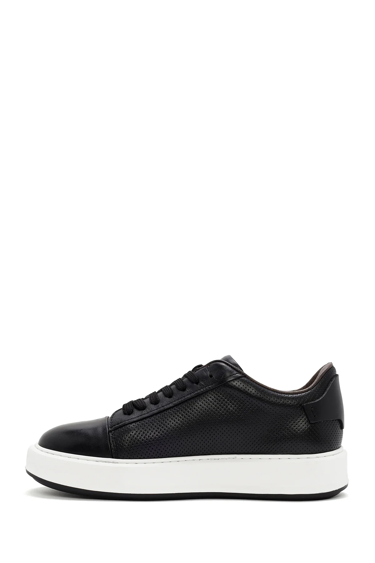 Erkek Siyah Bağcıklı Deri Sneaker - Image 2