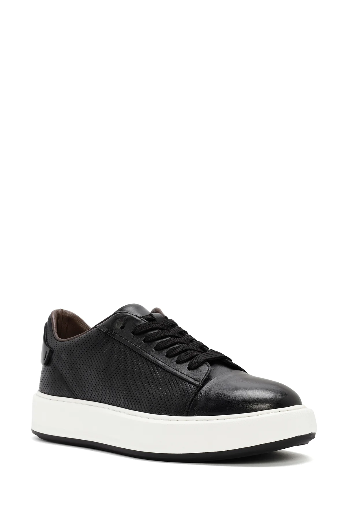 Erkek Siyah Bağcıklı Deri Sneaker - Image 6