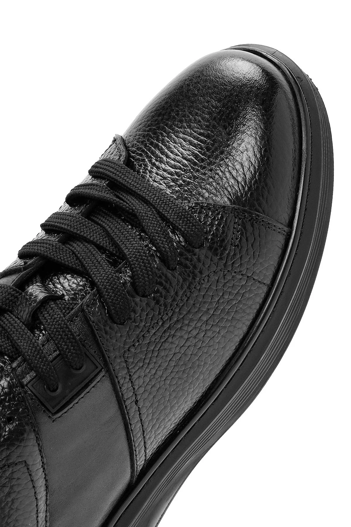 Erkek Siyah Bağcıklı Deri Sneaker - Image 10