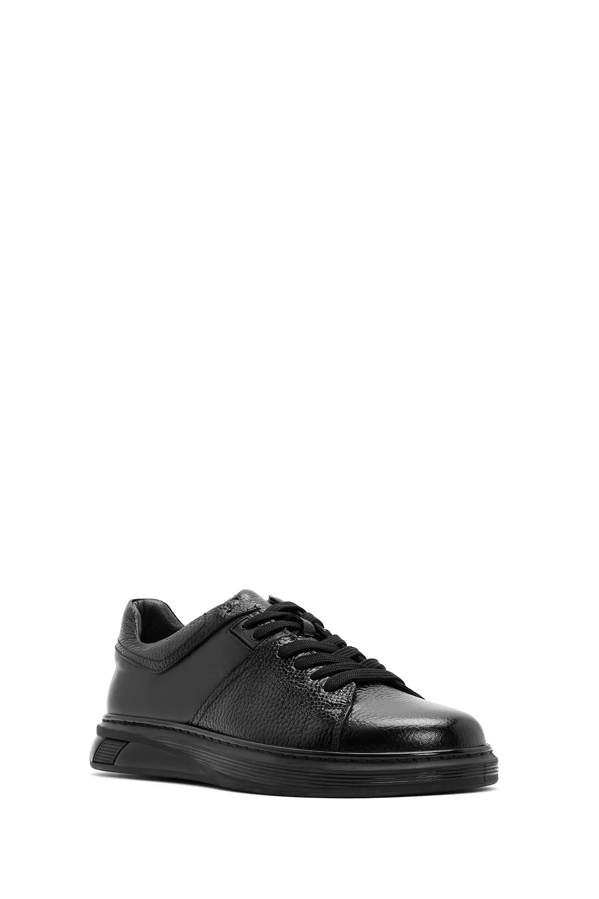 Erkek Siyah Bağcıklı Deri Sneaker - Image 6