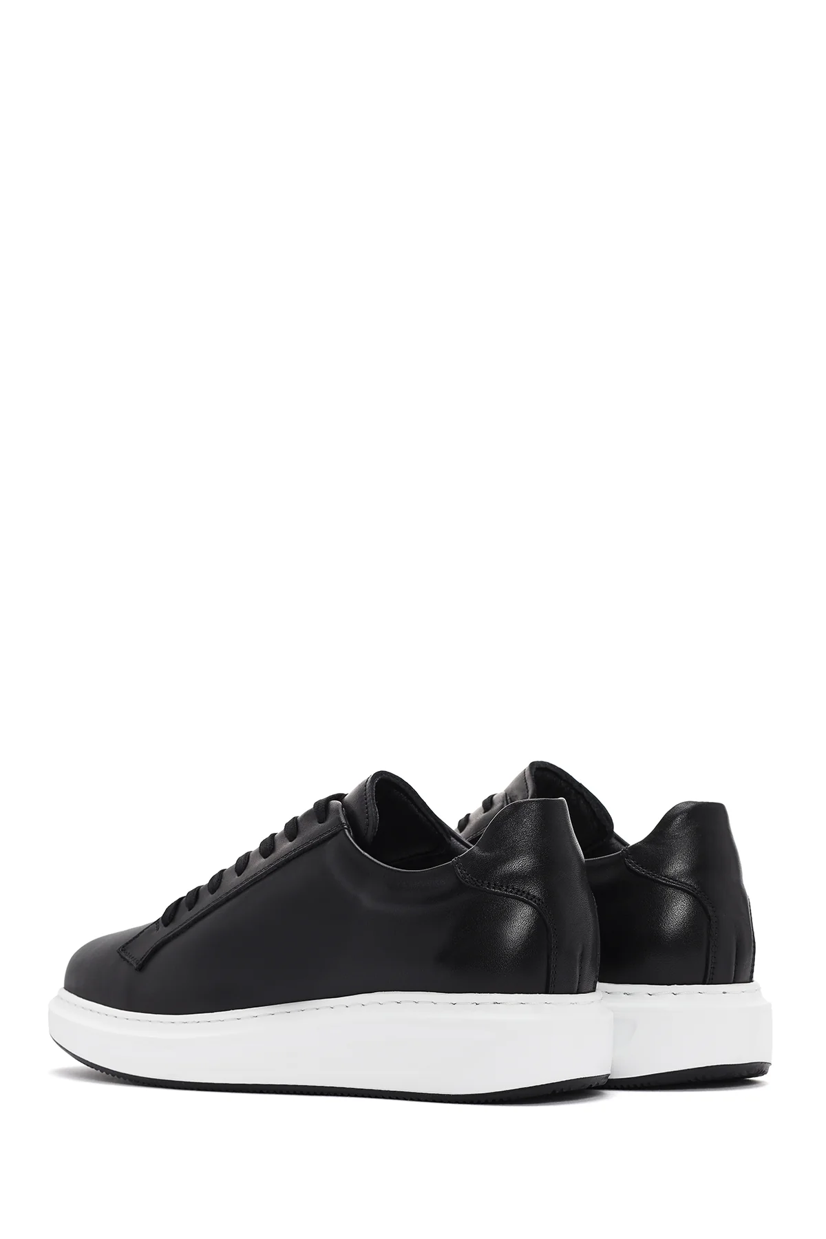 Erkek Siyah Bağcıklı Deri Sneaker - Image 5