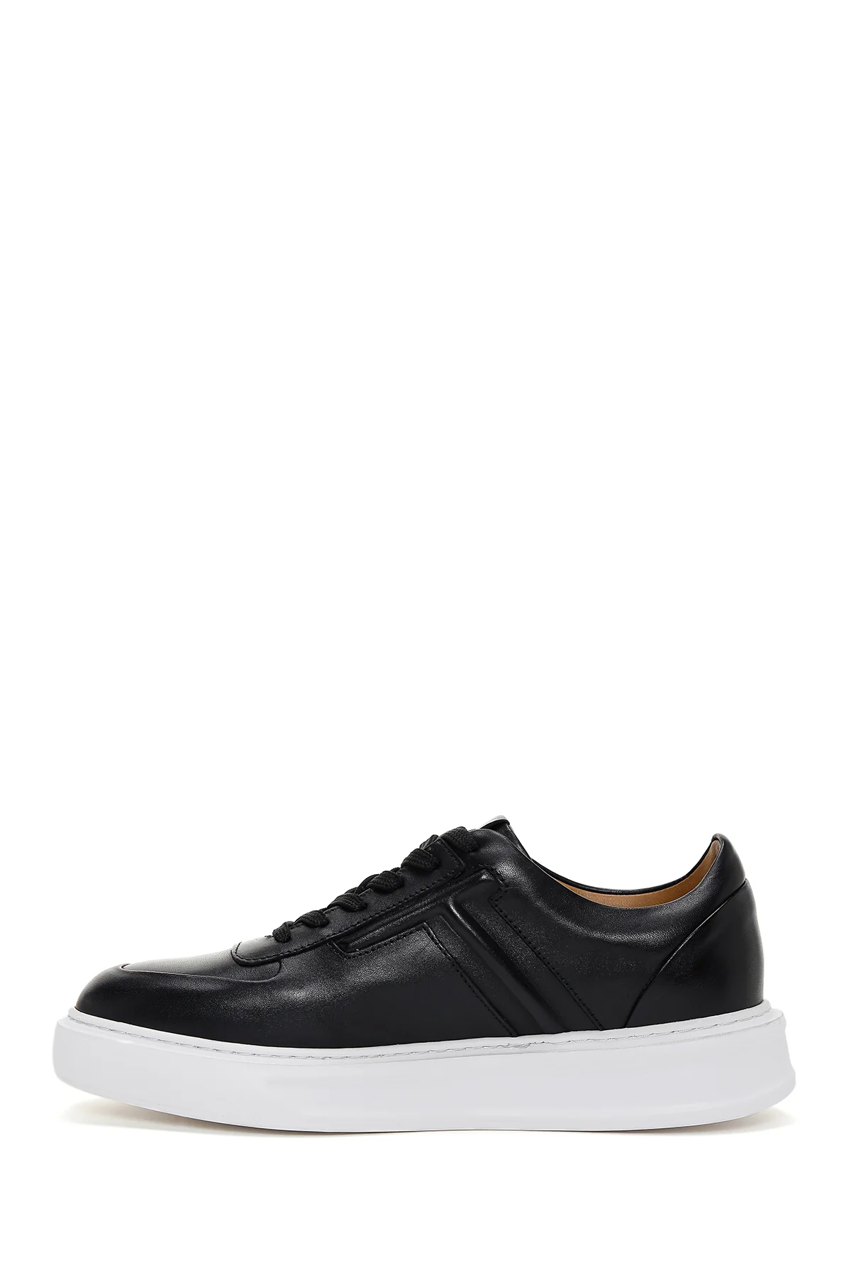 Erkek Siyah Bağcıklı Deri Sneaker - Image 2
