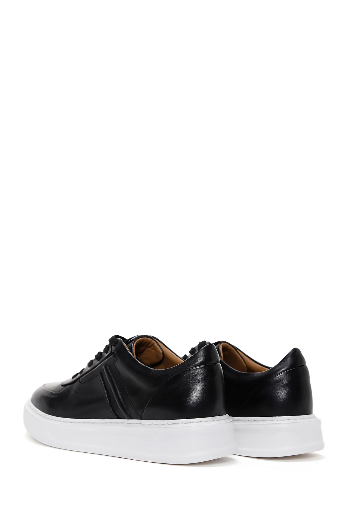 Erkek Siyah Bağcıklı Deri Sneaker - Image 5