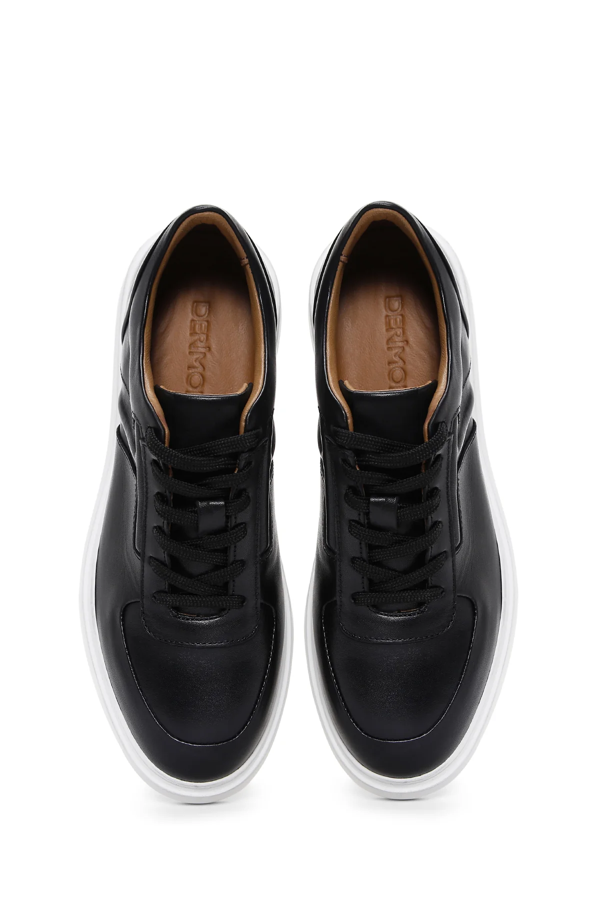 Erkek Siyah Bağcıklı Deri Sneaker - Image 6