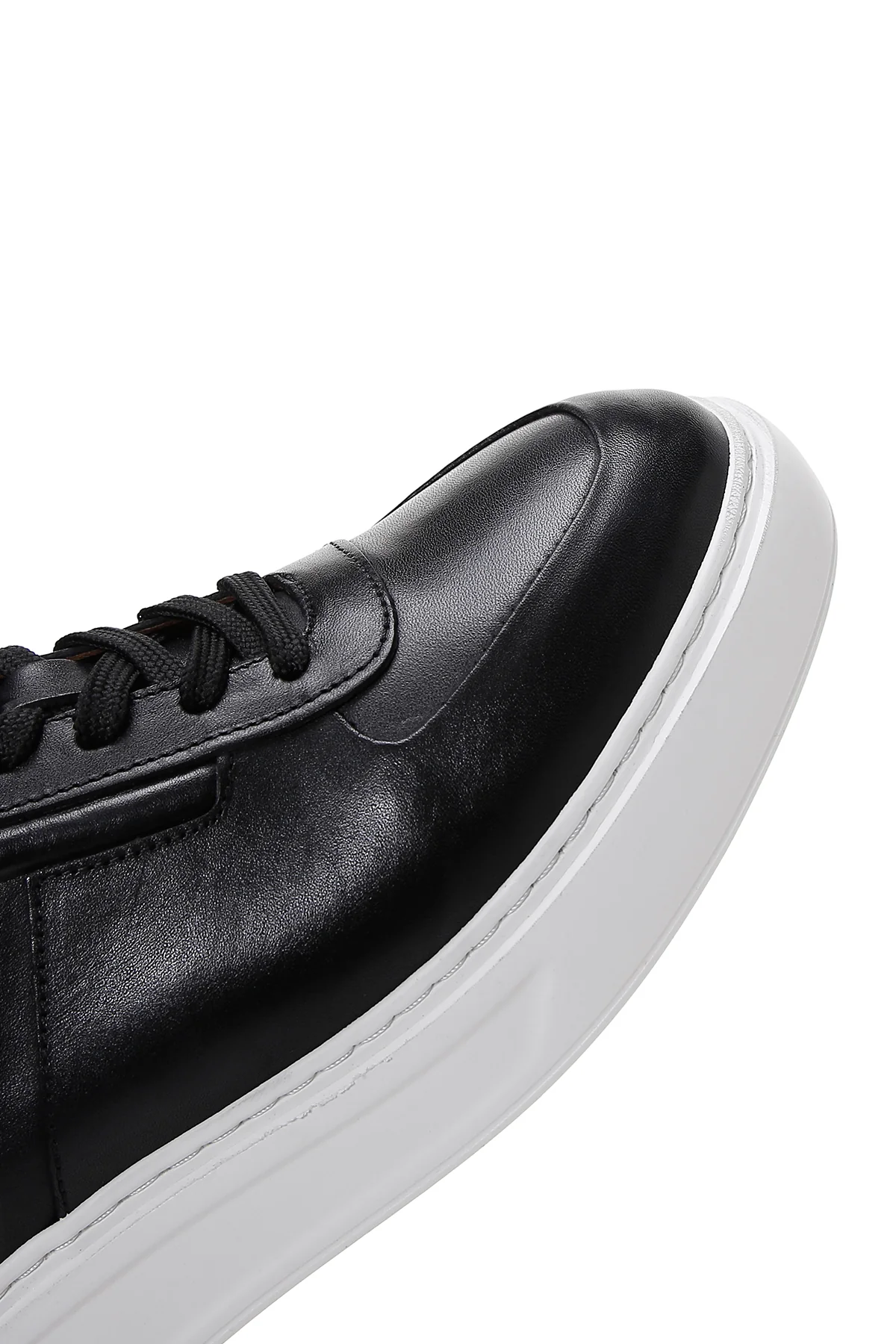 Erkek Siyah Bağcıklı Deri Sneaker - Image 9
