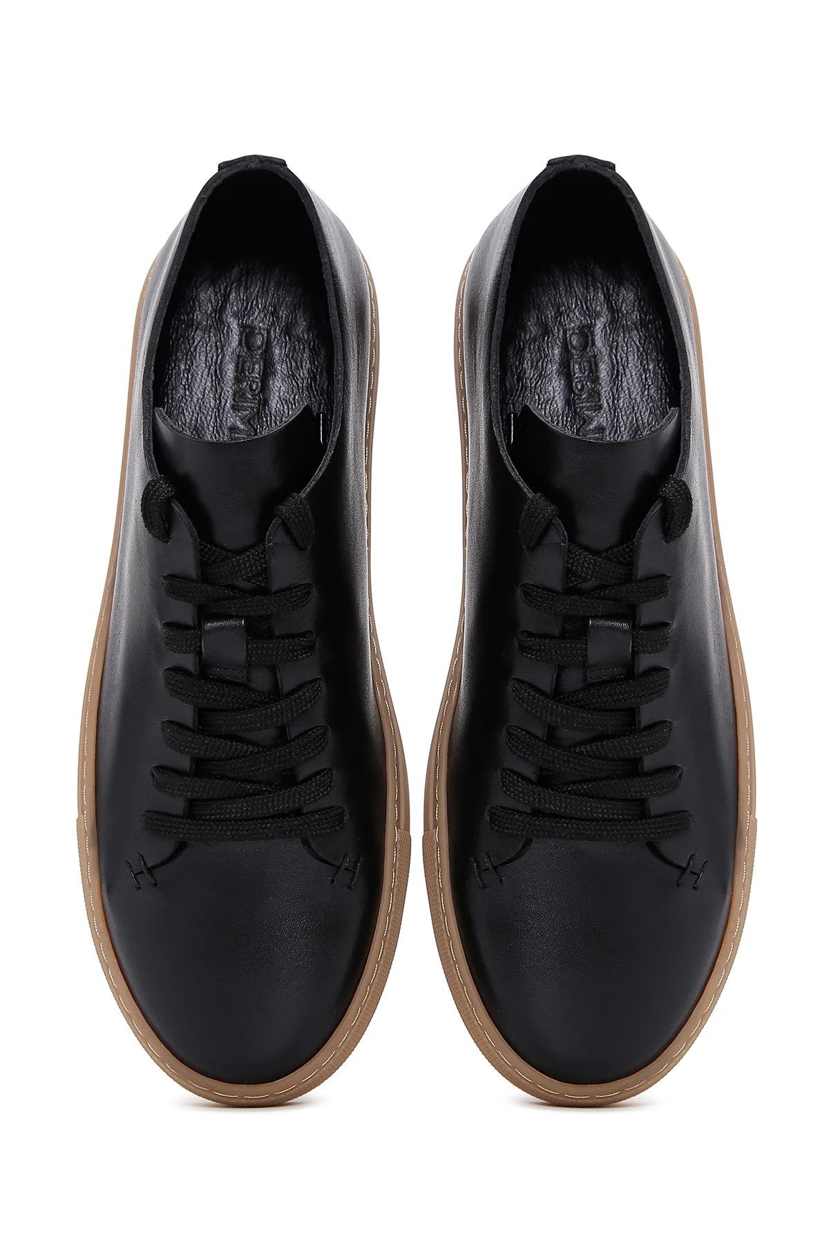 Erkek Siyah Bağcıklı Deri Sneaker - Image 6