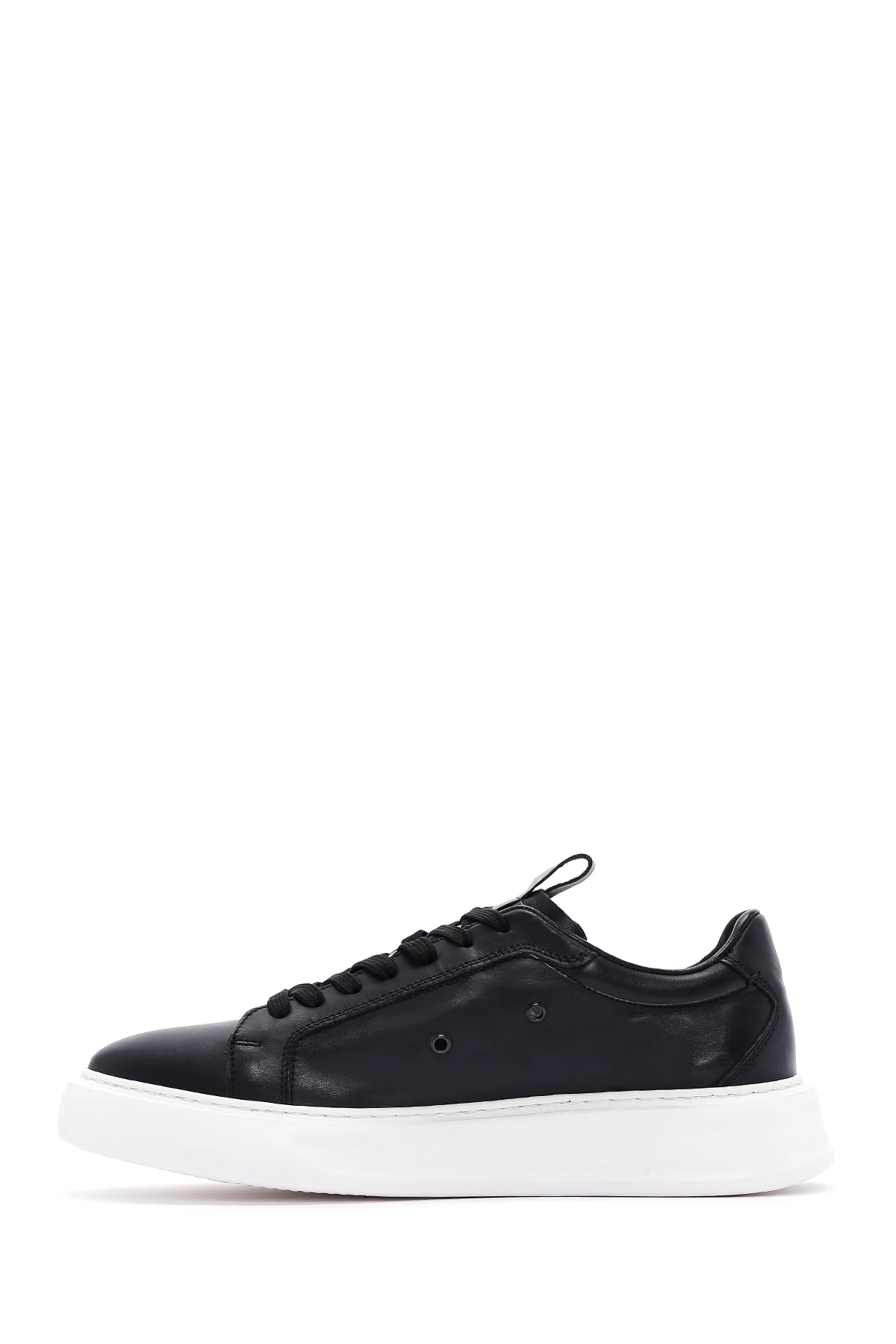 Erkek Siyah Bağcıklı Deri Sneaker - Image 2