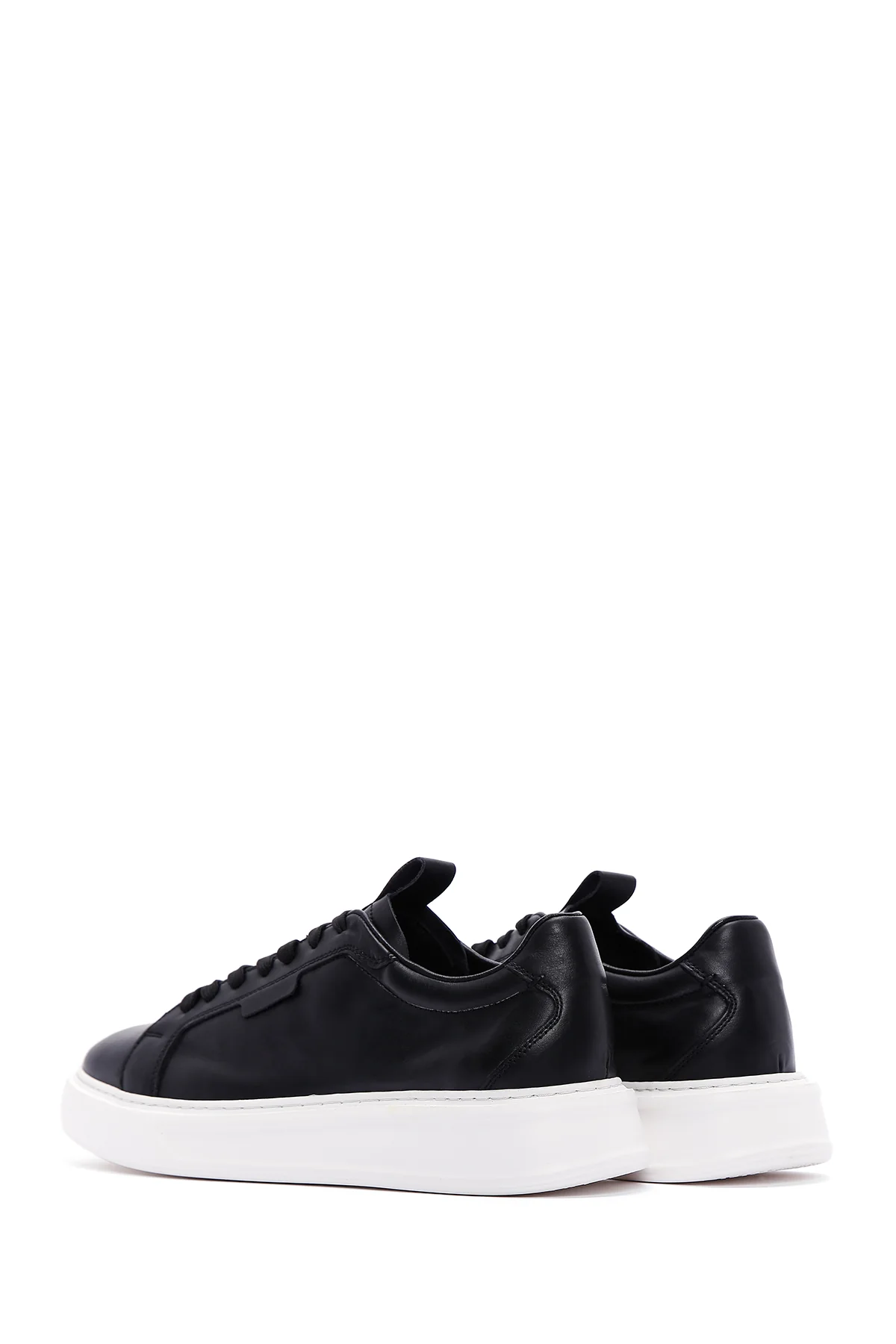 Erkek Siyah Bağcıklı Deri Sneaker - Image 5