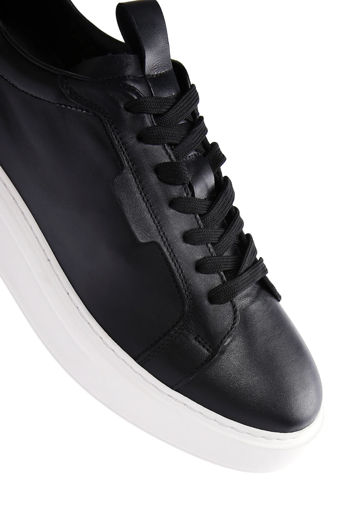 Erkek Siyah Bağcıklı Deri Sneaker - Image 9