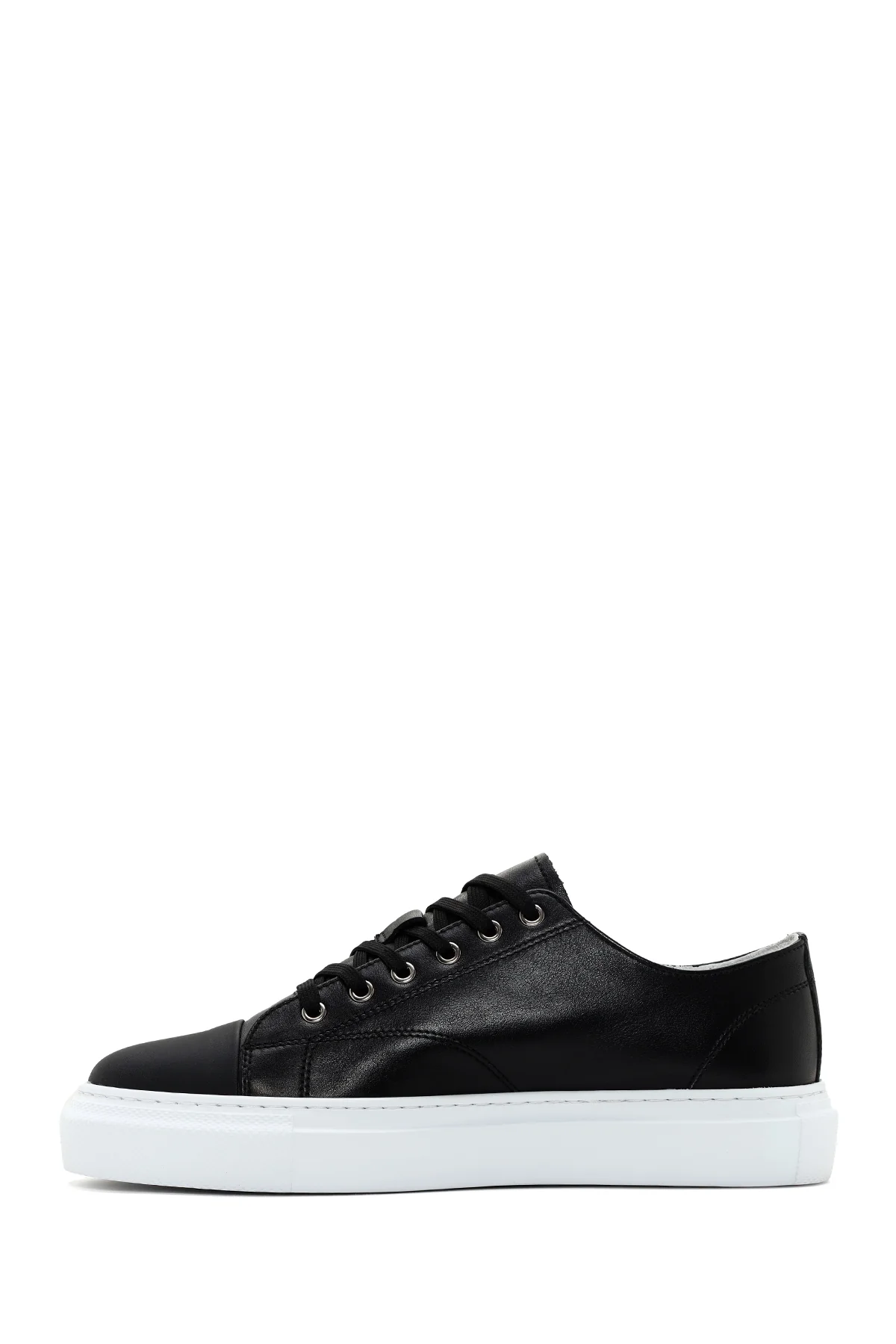 Erkek Siyah Bağcıklı Deri Sneaker - Image 2