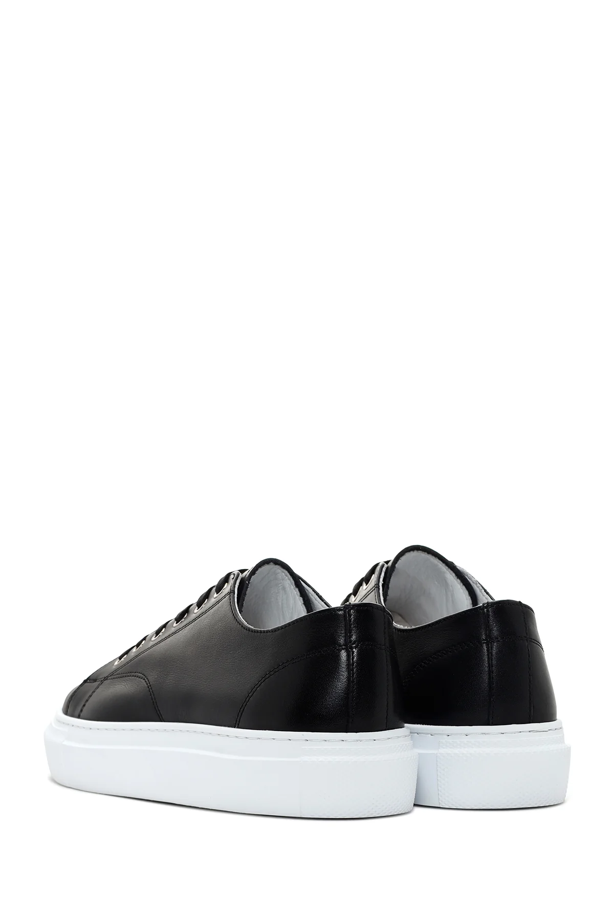 Erkek Siyah Bağcıklı Deri Sneaker - Image 5