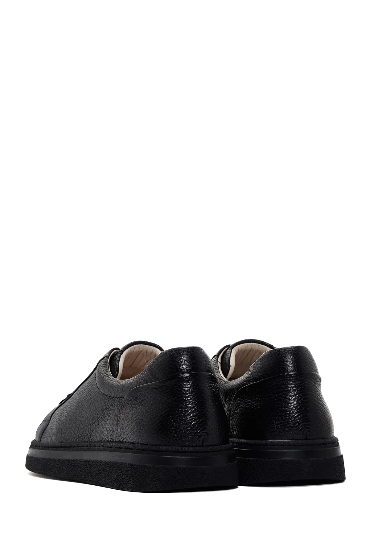 Erkek Siyah Bağcıklı Deri Sneaker - Image 5