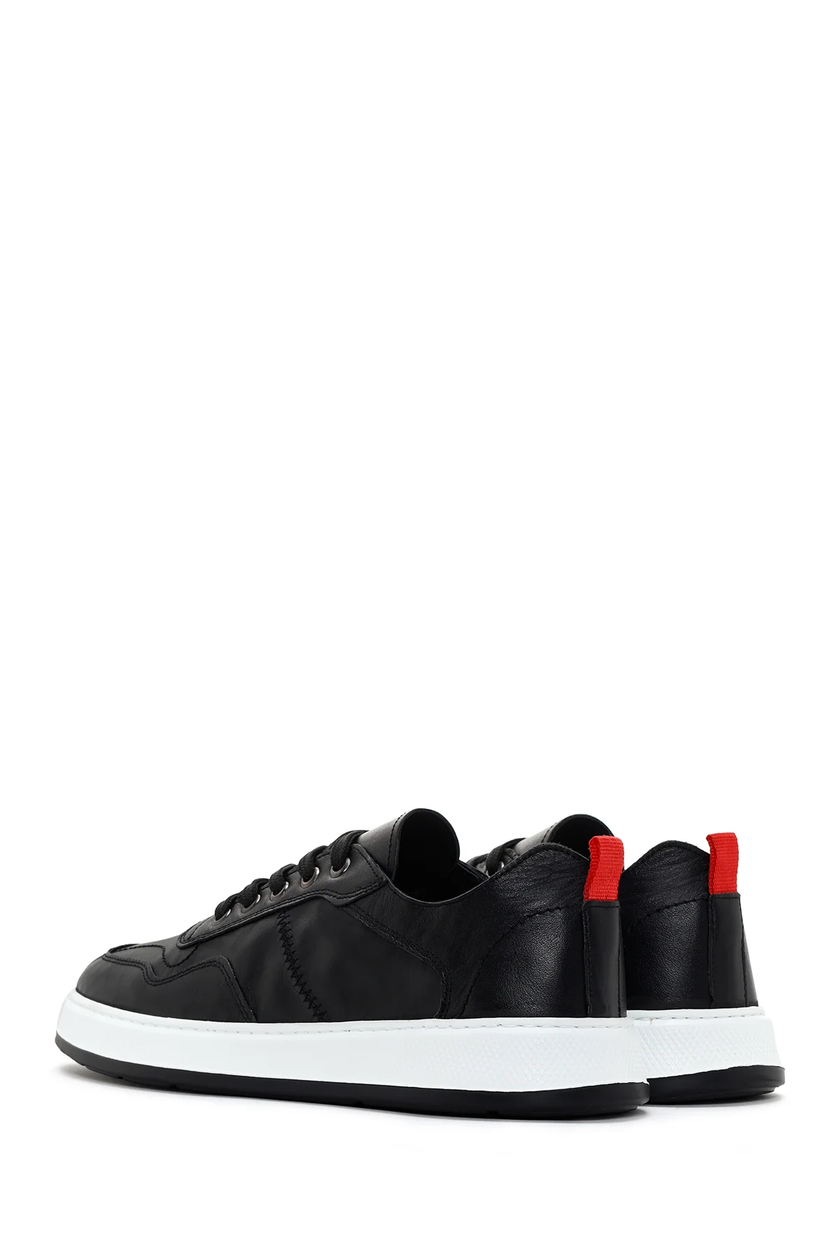 Erkek Siyah Bağcıklı Deri Sneaker - Image 5