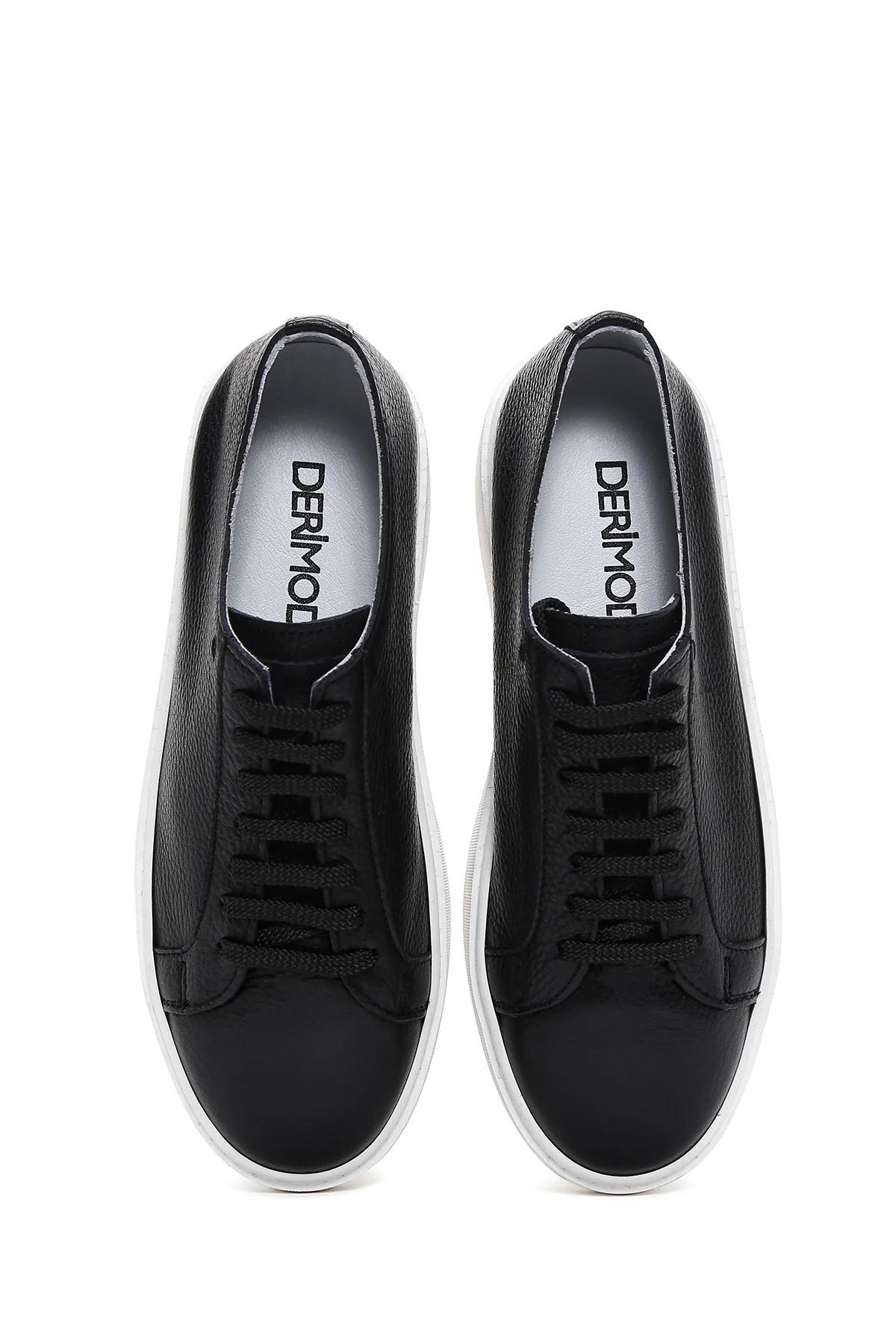 Erkek Siyah Bağcıklı Deri Sneaker - Image 6