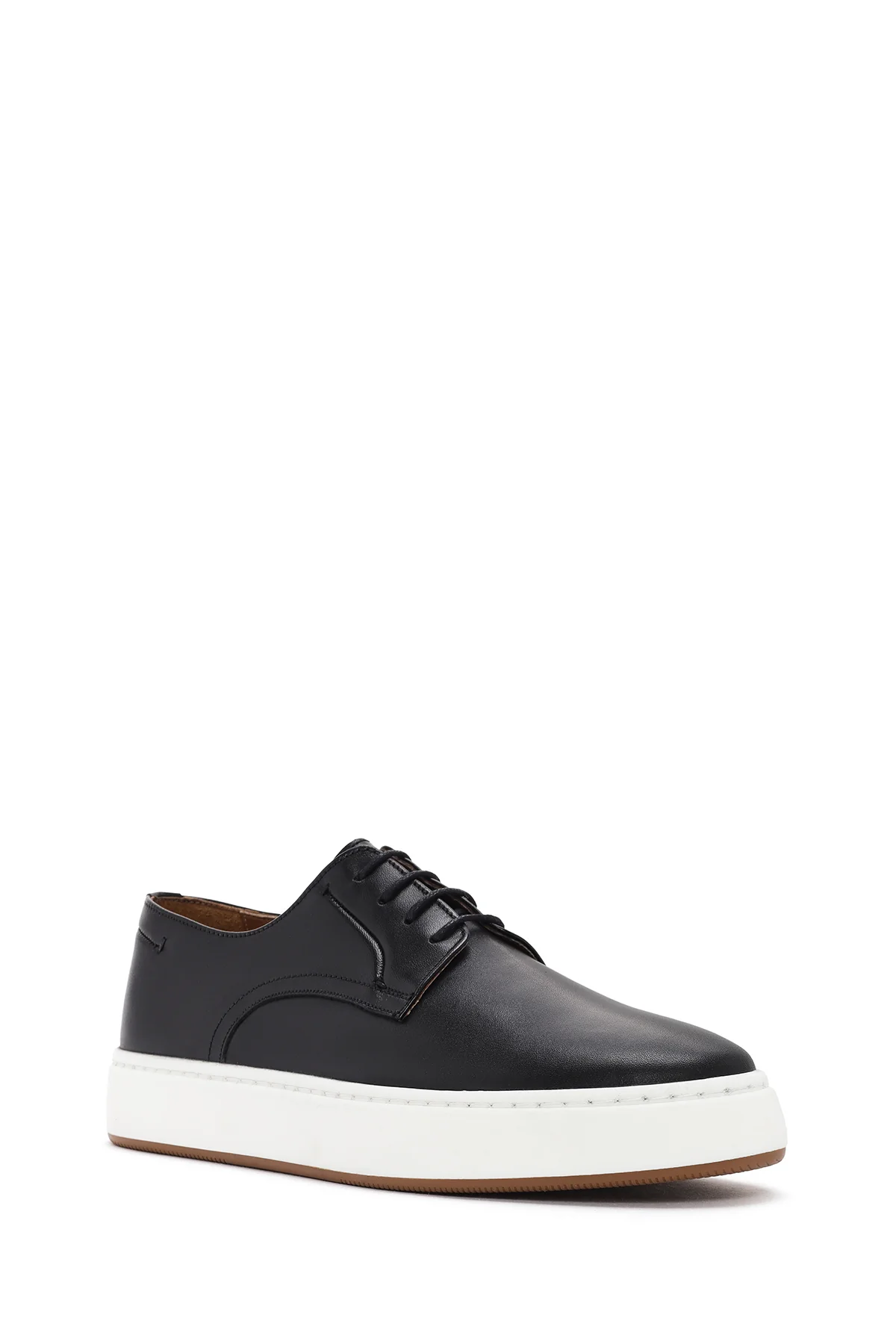 Erkek Siyah Bağcıklı Deri Sneaker - Image 6