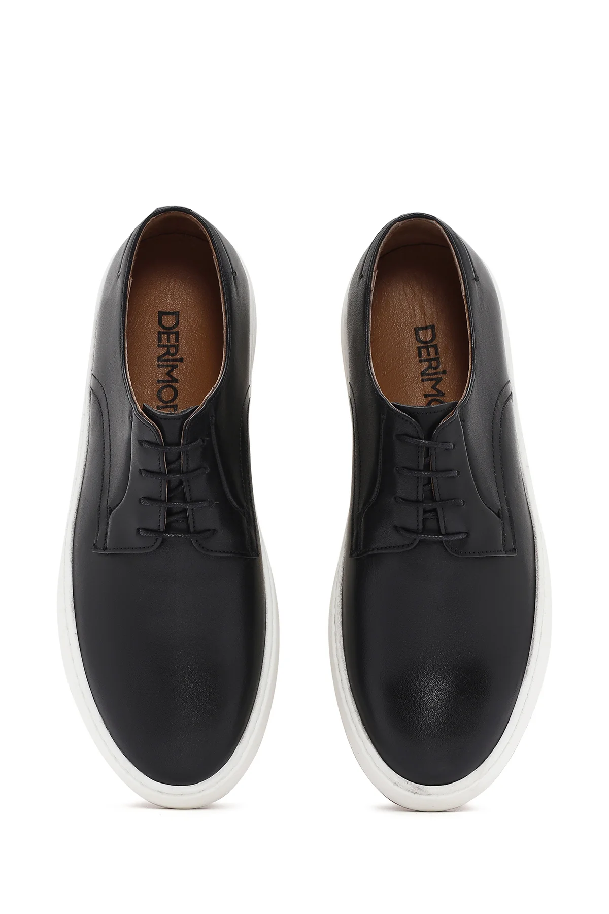 Erkek Siyah Bağcıklı Deri Sneaker - Image 7