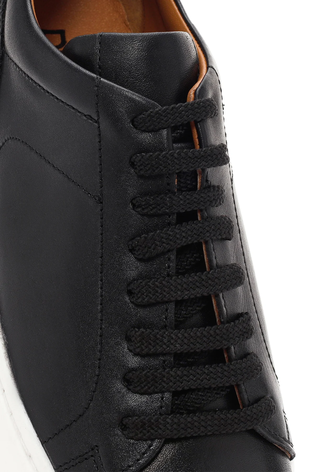 Erkek Siyah Bağcıklı Deri Sneaker - Image 20