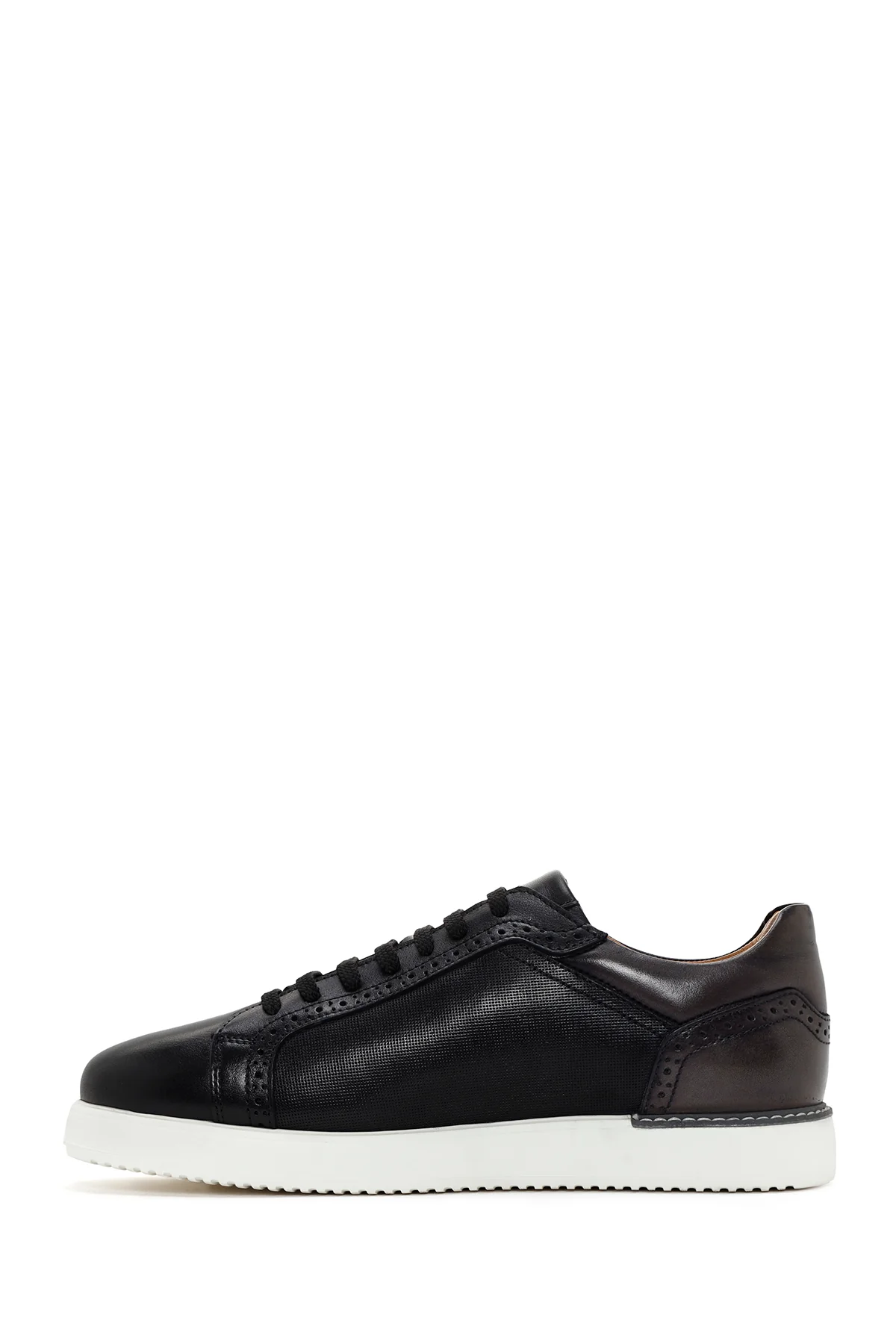 Erkek Siyah Bağcıklı Deri Sneaker - Image 2