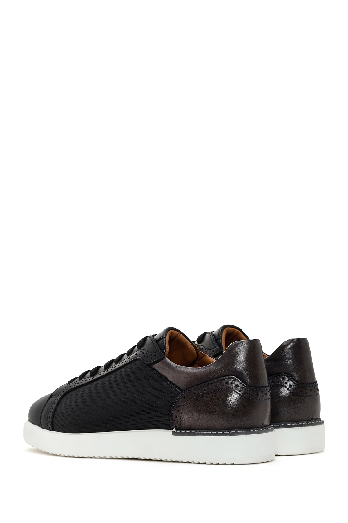 Erkek Siyah Bağcıklı Deri Sneaker - Image 5