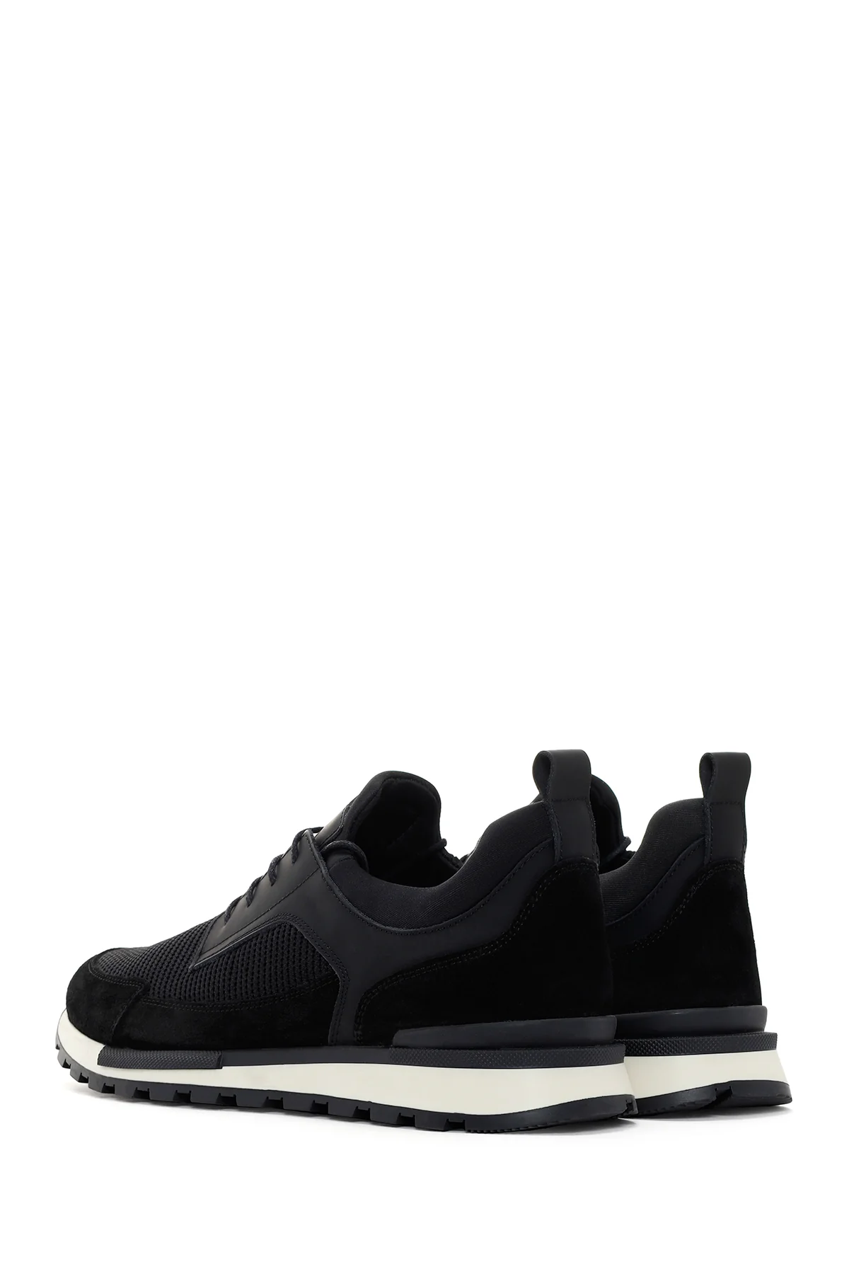 Erkek Siyah Bağcıklı Deri Sneaker - Image 5