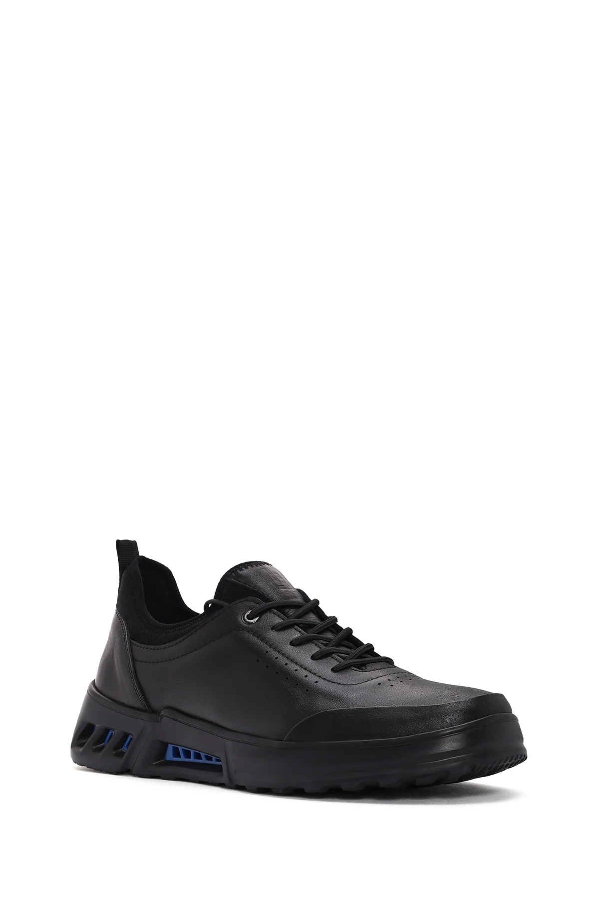 Erkek Siyah Bağcıklı Deri Sneaker - Image 6
