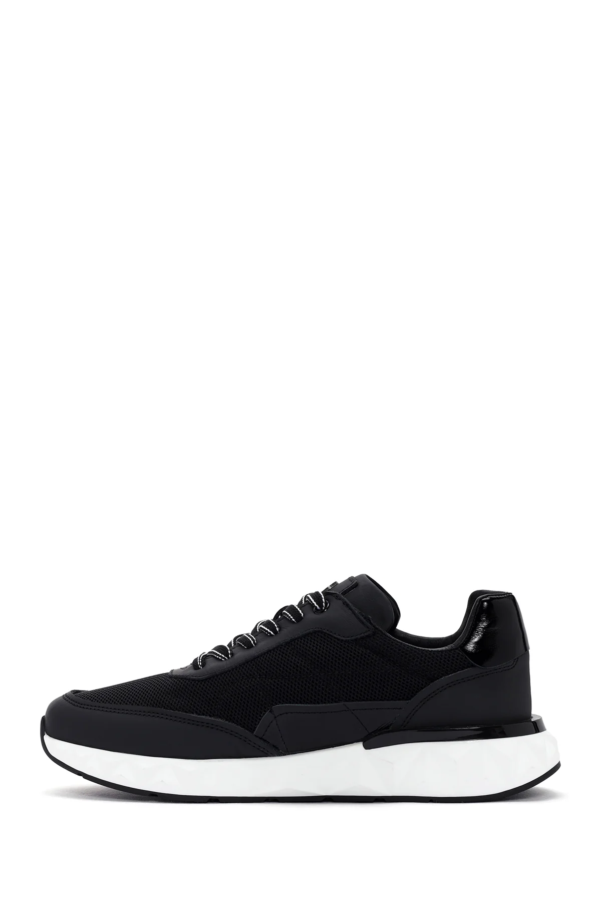 Erkek Siyah Bağcıklı Deri Sneaker - Image 2