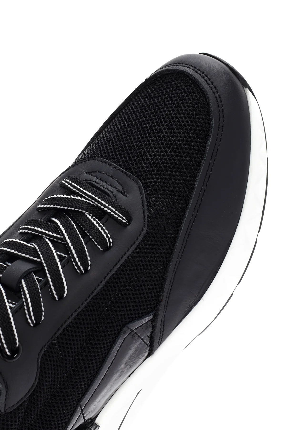 Erkek Siyah Bağcıklı Deri Sneaker - Image 9