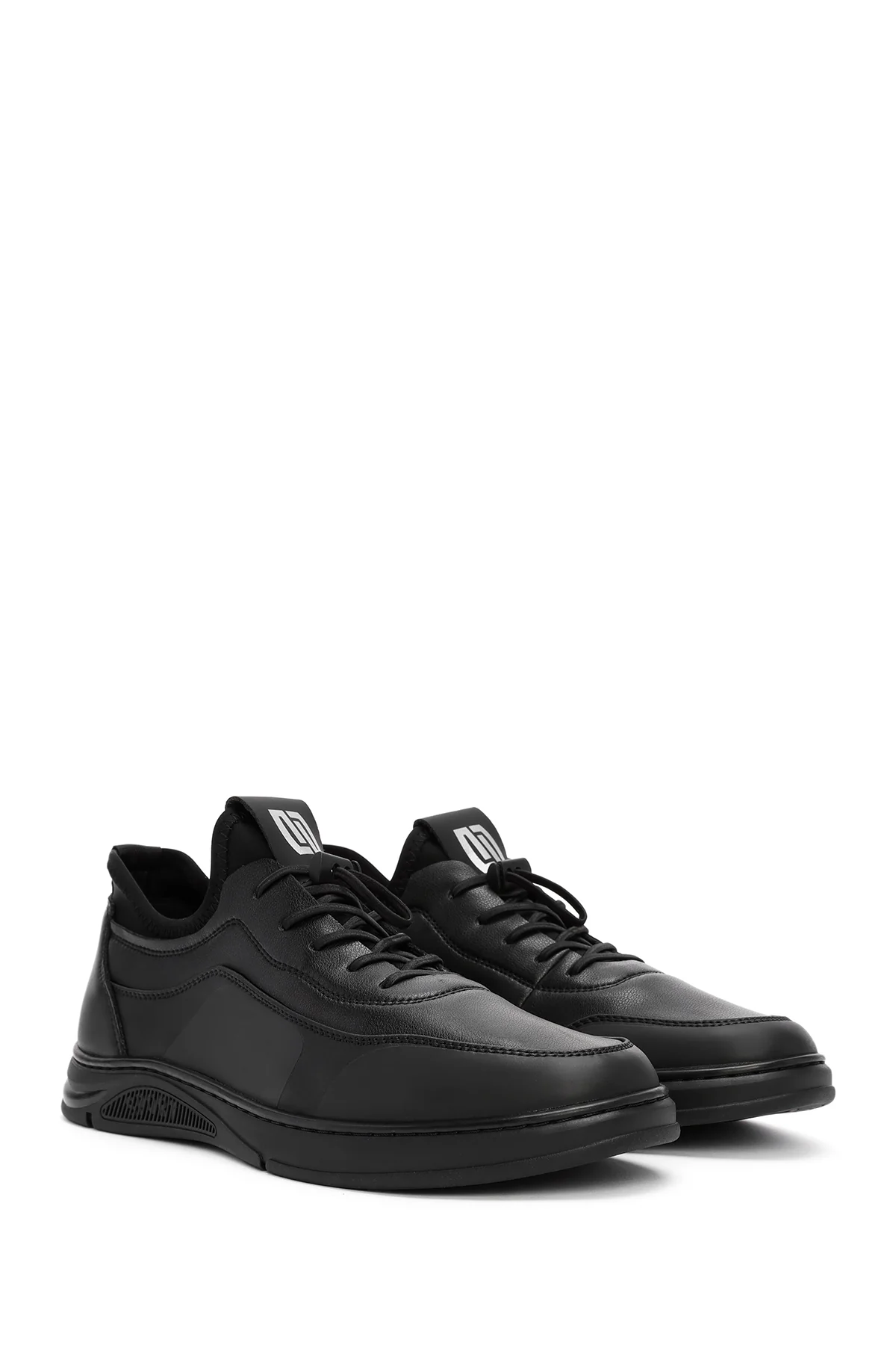 Erkek Siyah Bağcıklı Deri Sneaker - Image 3
