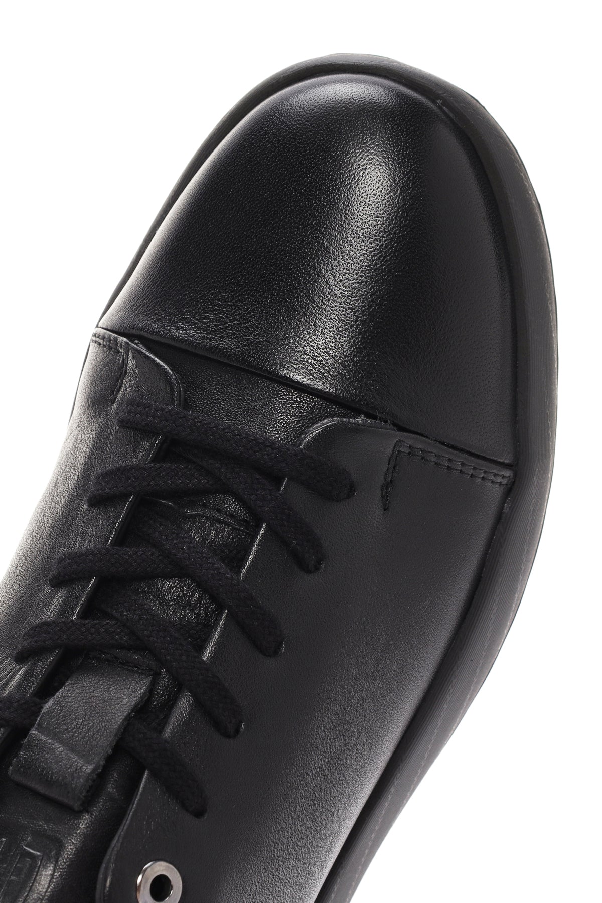 Erkek Siyah Bağcıklı Deri Sneaker - Image 10
